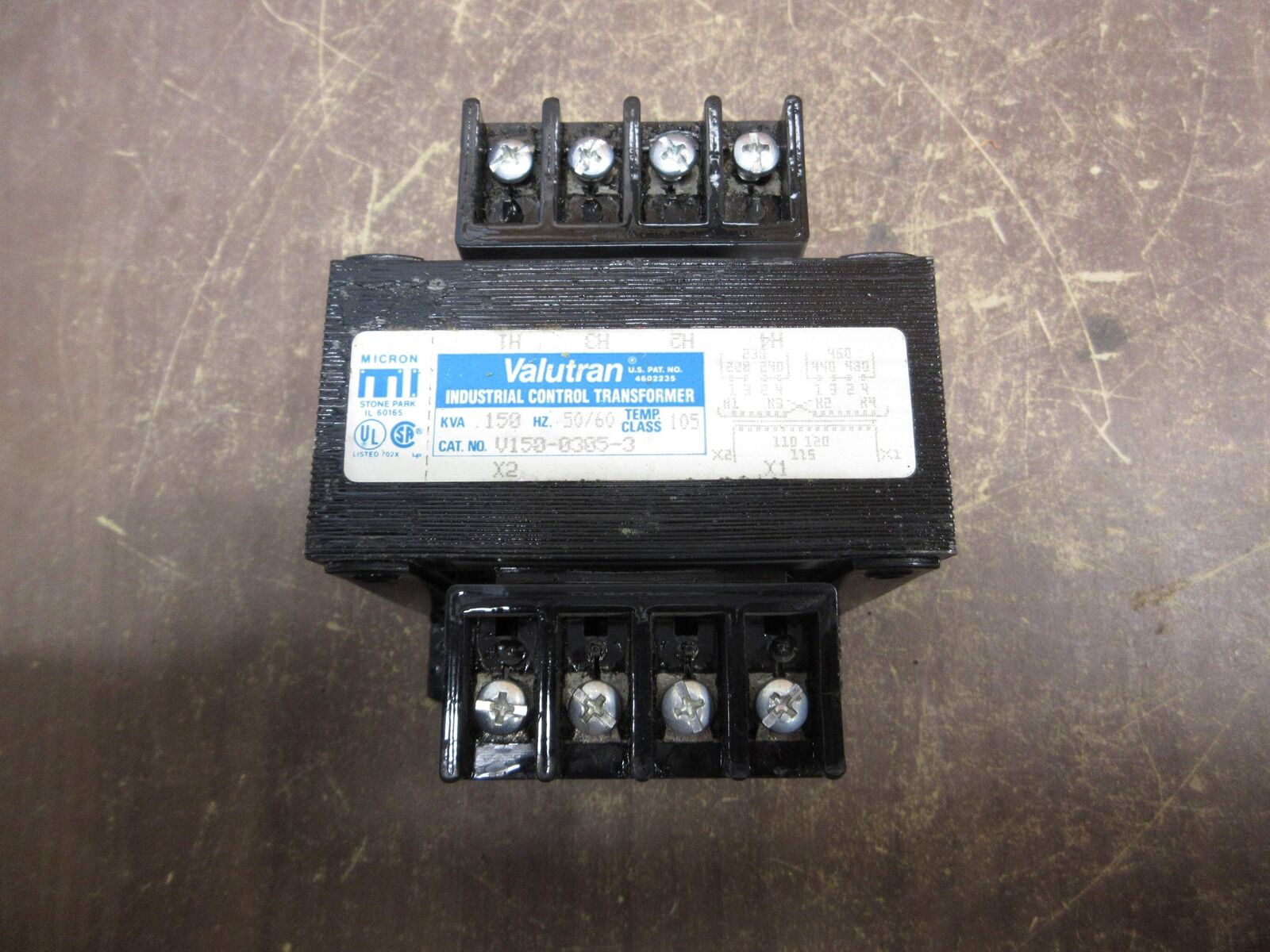 Micron Valutran Control Transformer V150-0305-3 0.150kVA Pri: 240/480V Sec: 120V