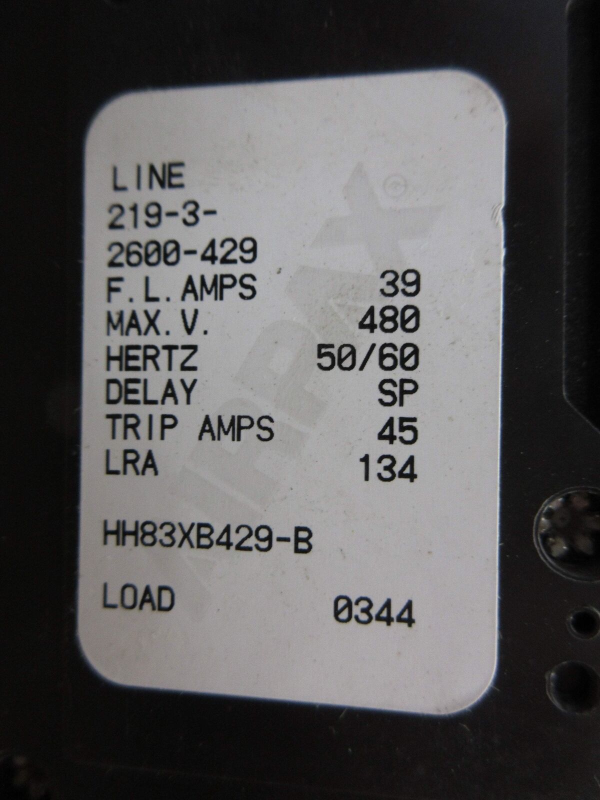 Airpax Circuit Breaker 219-3-2600-429 39A 480V 3P Used