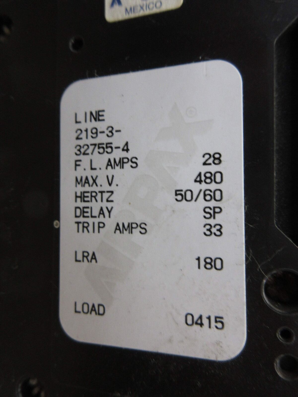 Airpax Circuit Breaker 219-3-32755-4 28A 480V 3P Used