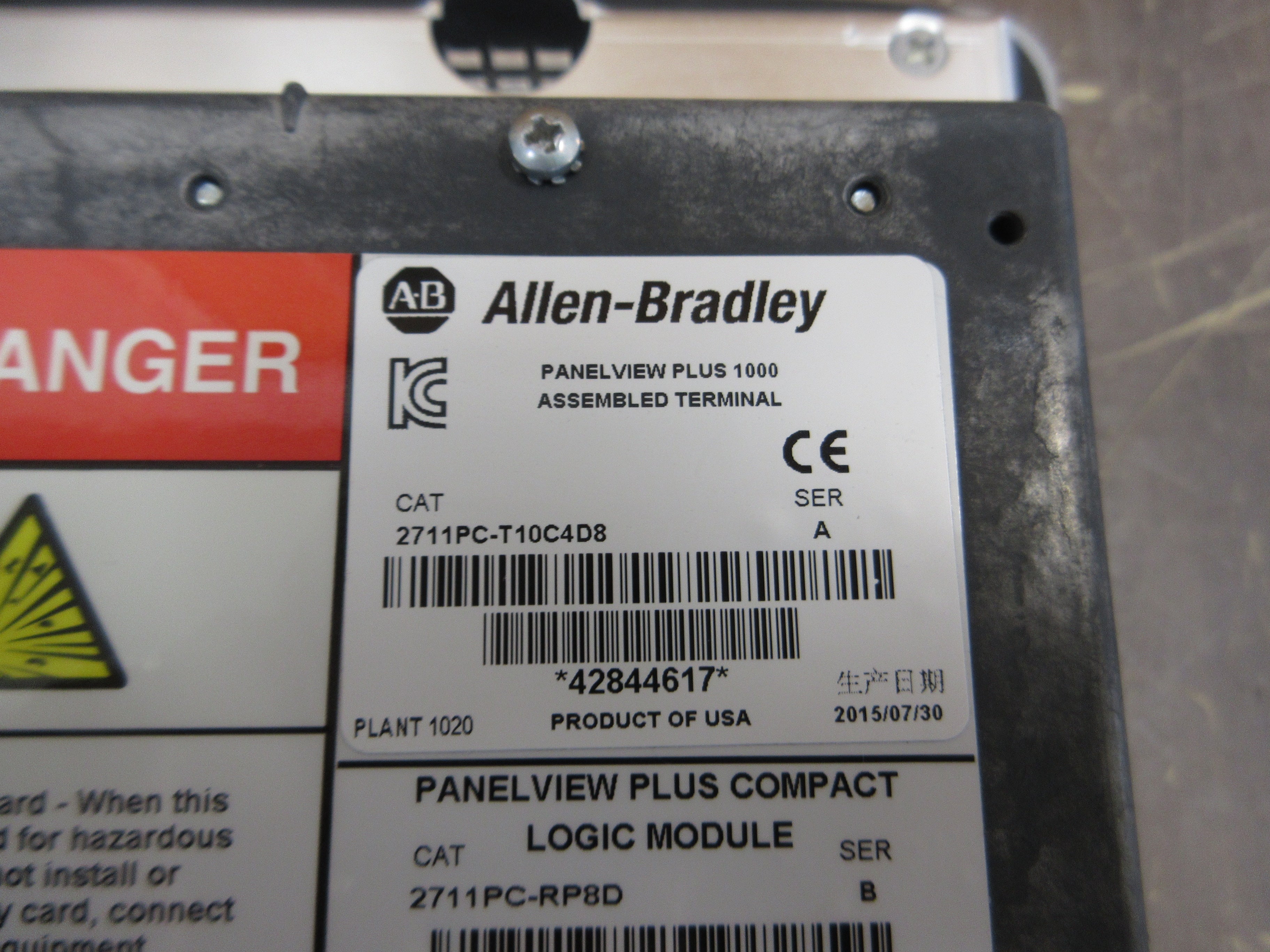 Allen-Bradley Panelview Plus 1000 Operator Terminal 2711PC-T10C4D8 Ser. A Used