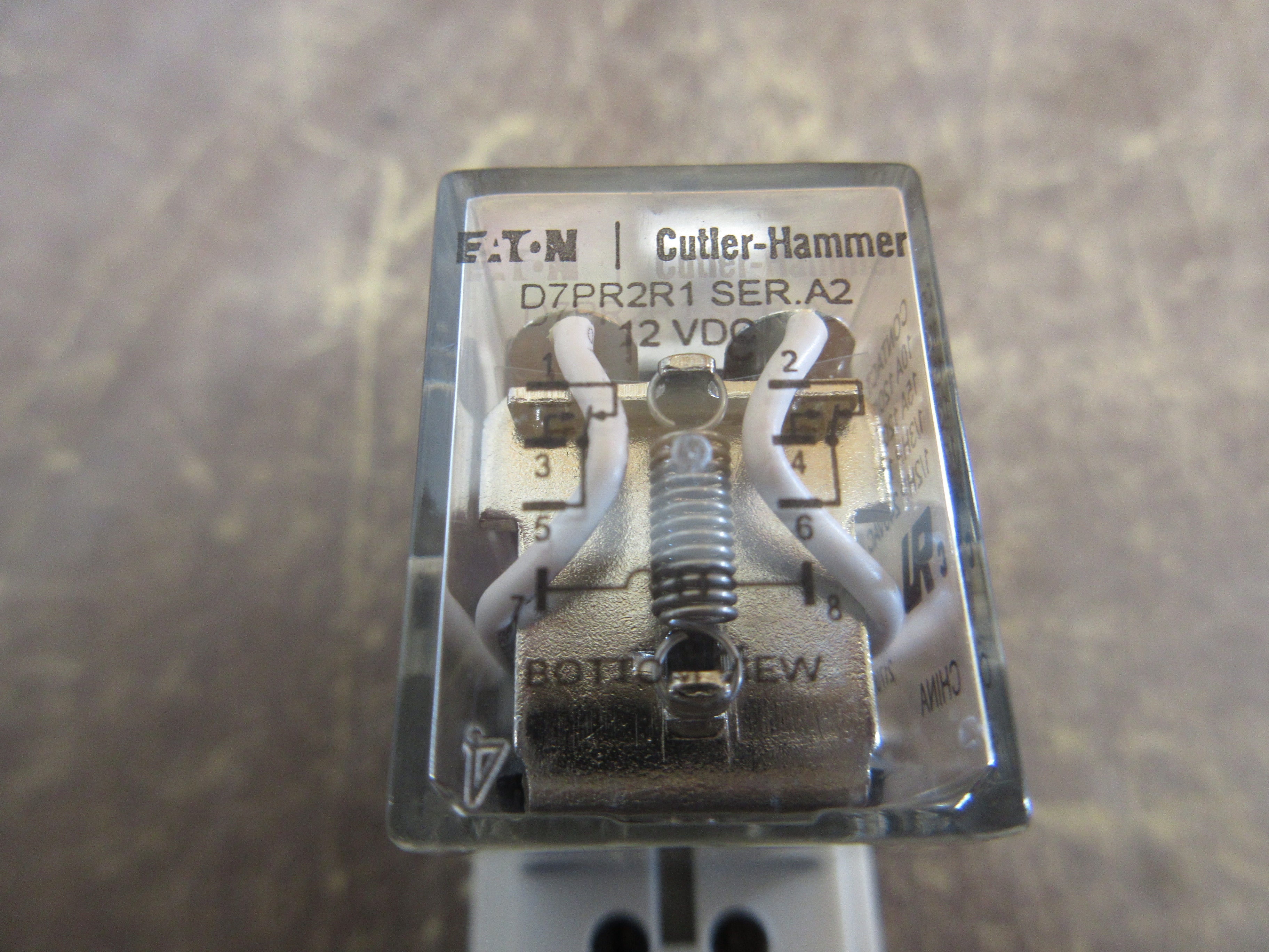 Eaton Relay D7PR2R1 Ser. A2 12VDC Coil w/ Base Used