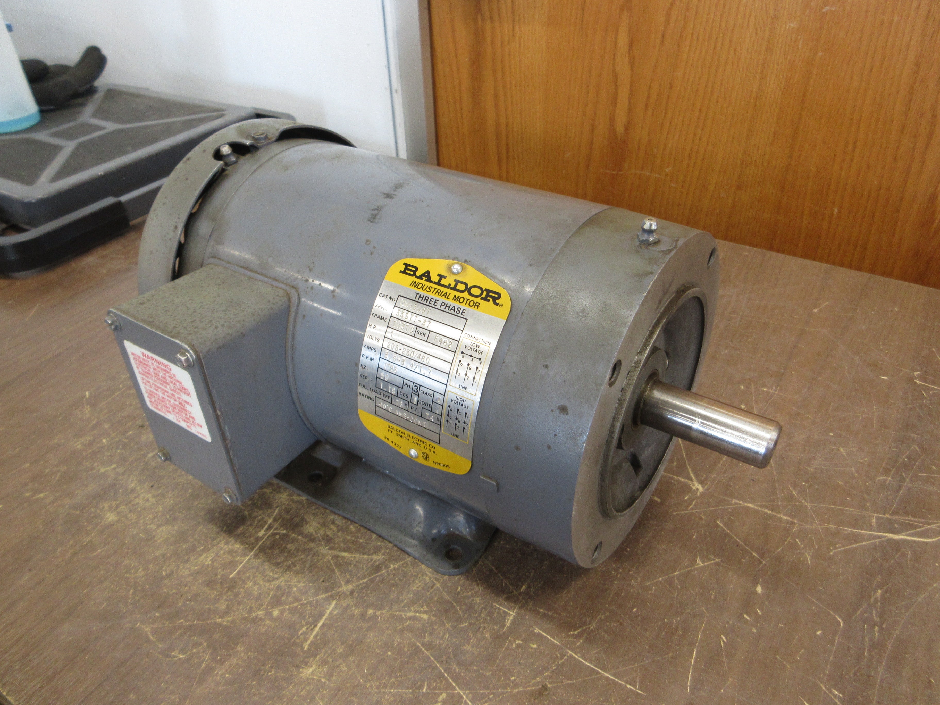 Baldor Motor CM3546T 1HP 1800RPM 208-230/460V 3.6-3.4/1.7A 3Ph 60Hz Used