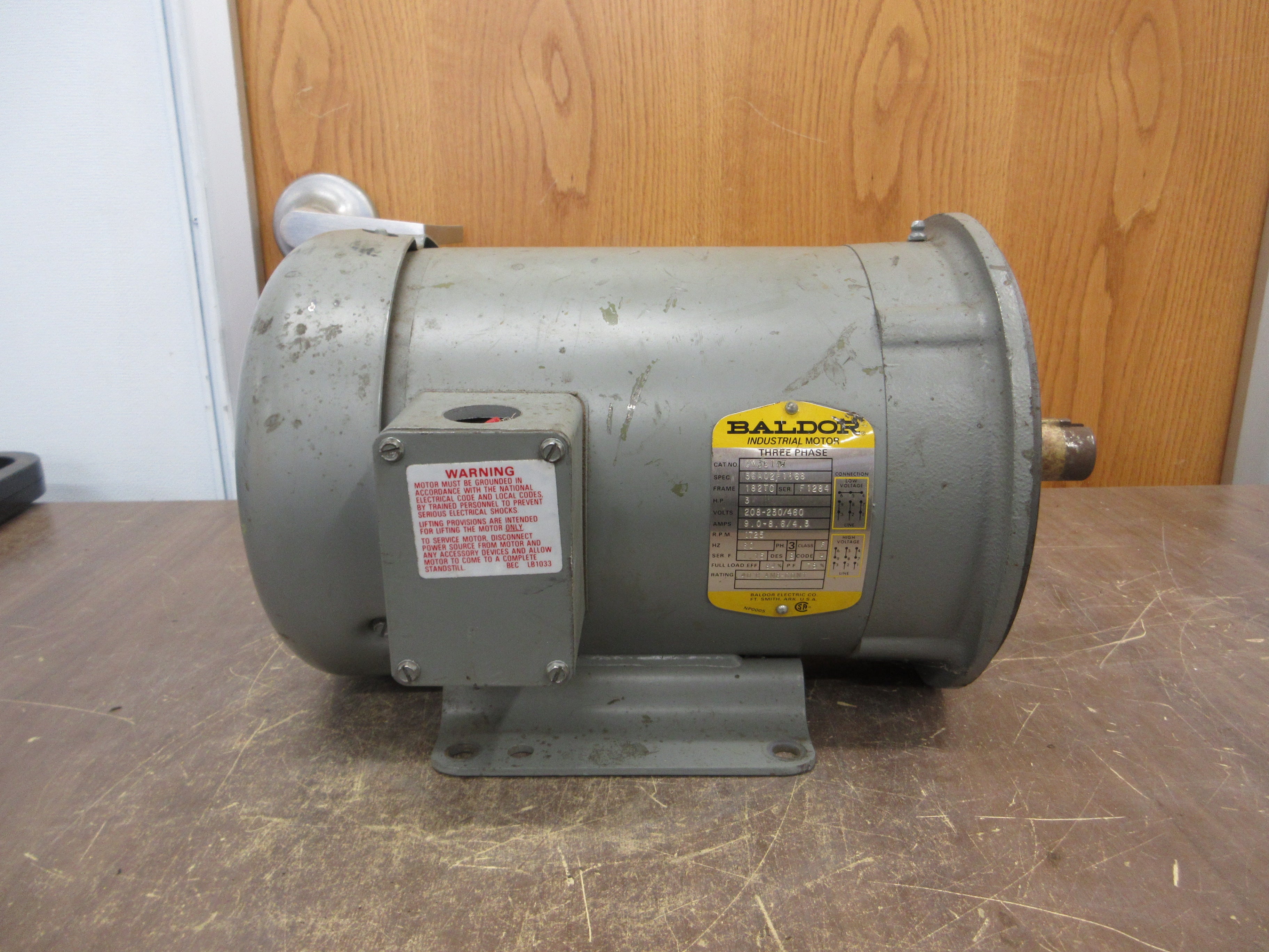 Baldor Motor CM3611T 3HP 1800RPM 208-230/460V 9.0-8.6/4.3A 3Ph 60Hz Frame: 182TC