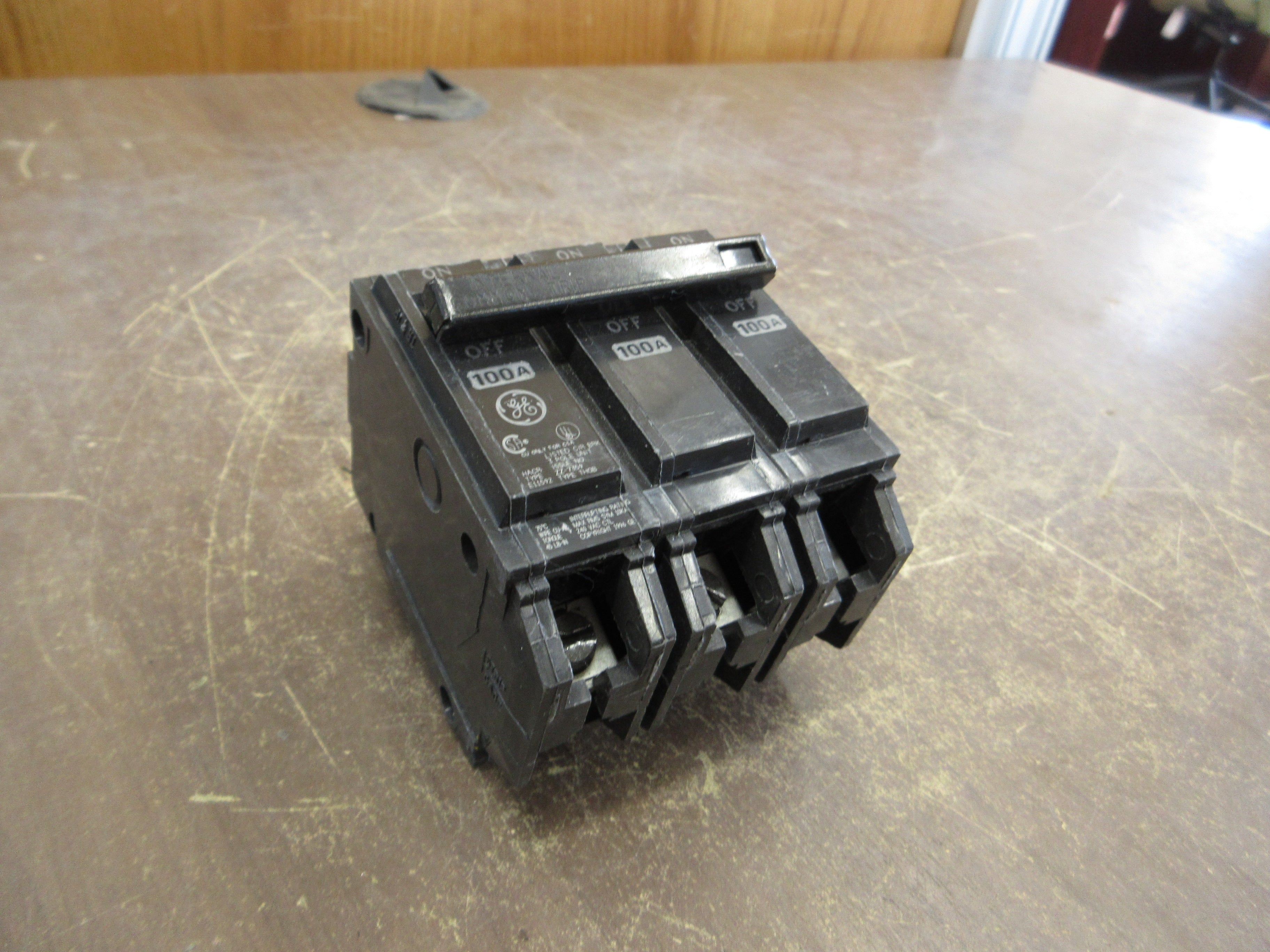 GE Bolt-On Circuit Breaker THQB31100 100A 240V 3P Used