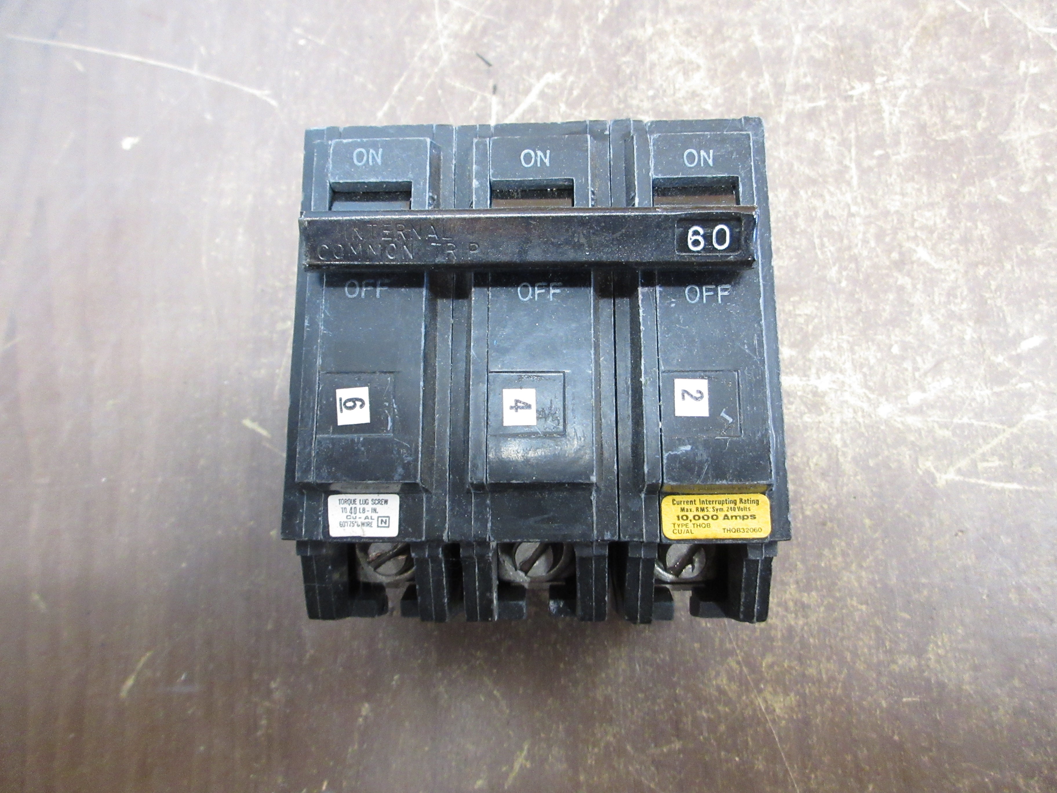 GE Bolt-On Circuit Breaker THQB3160 60A 240V 3P Used