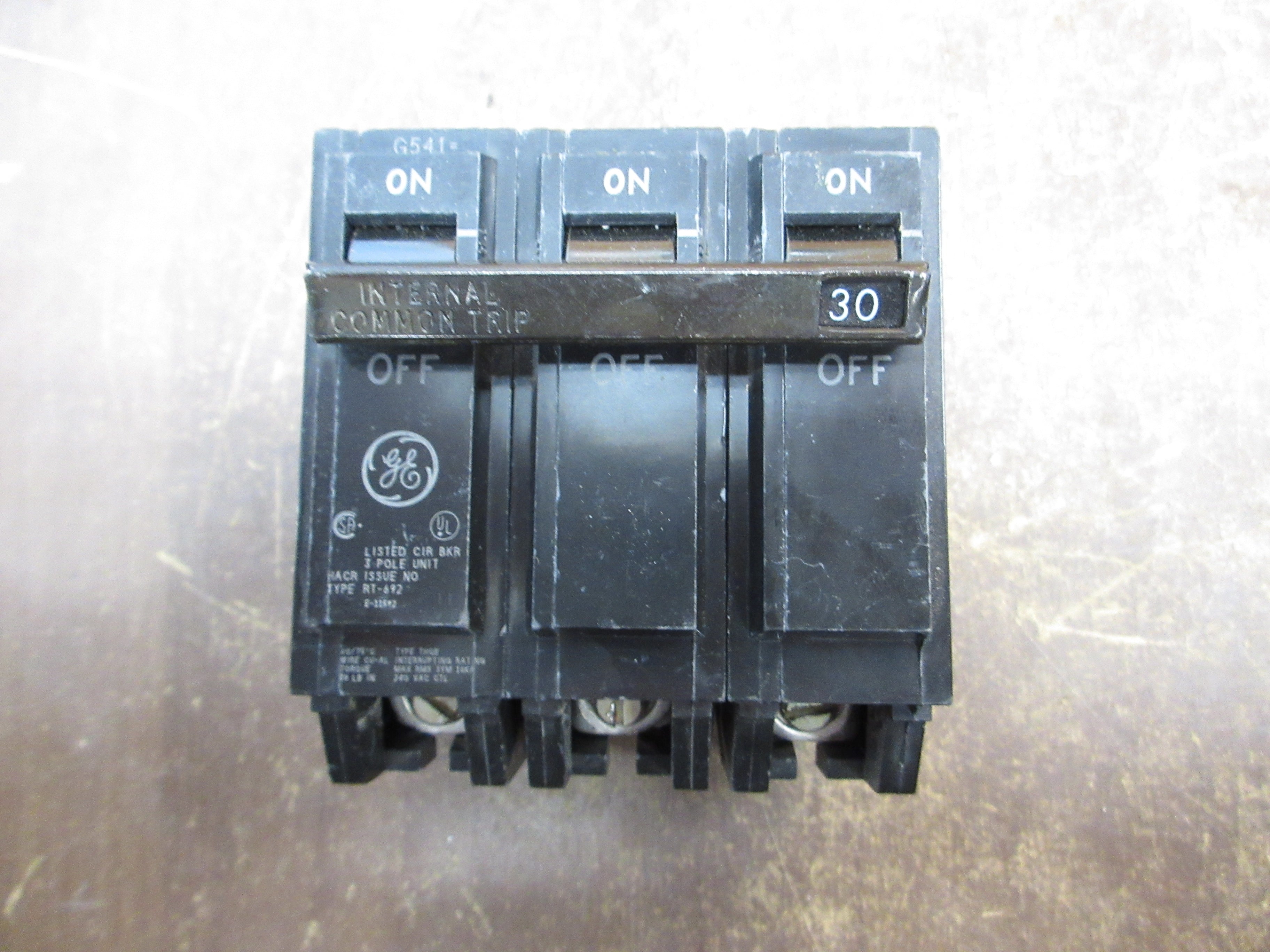 GE Bolt-On Circuit Breaker THQB3130 30A 240V 3P Used