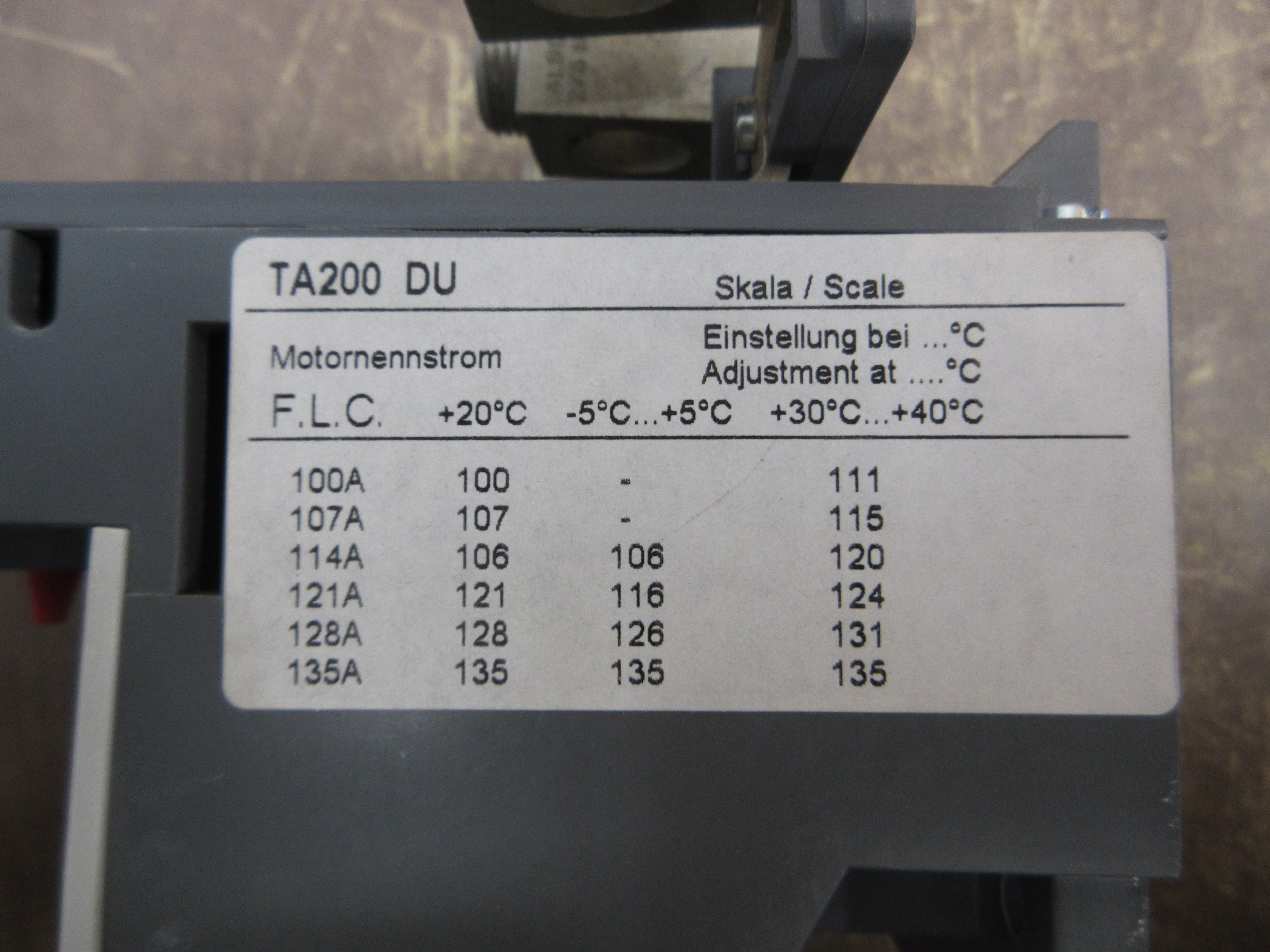 ABB Solid State Overload TA200 DU Trip: 100-135A Used