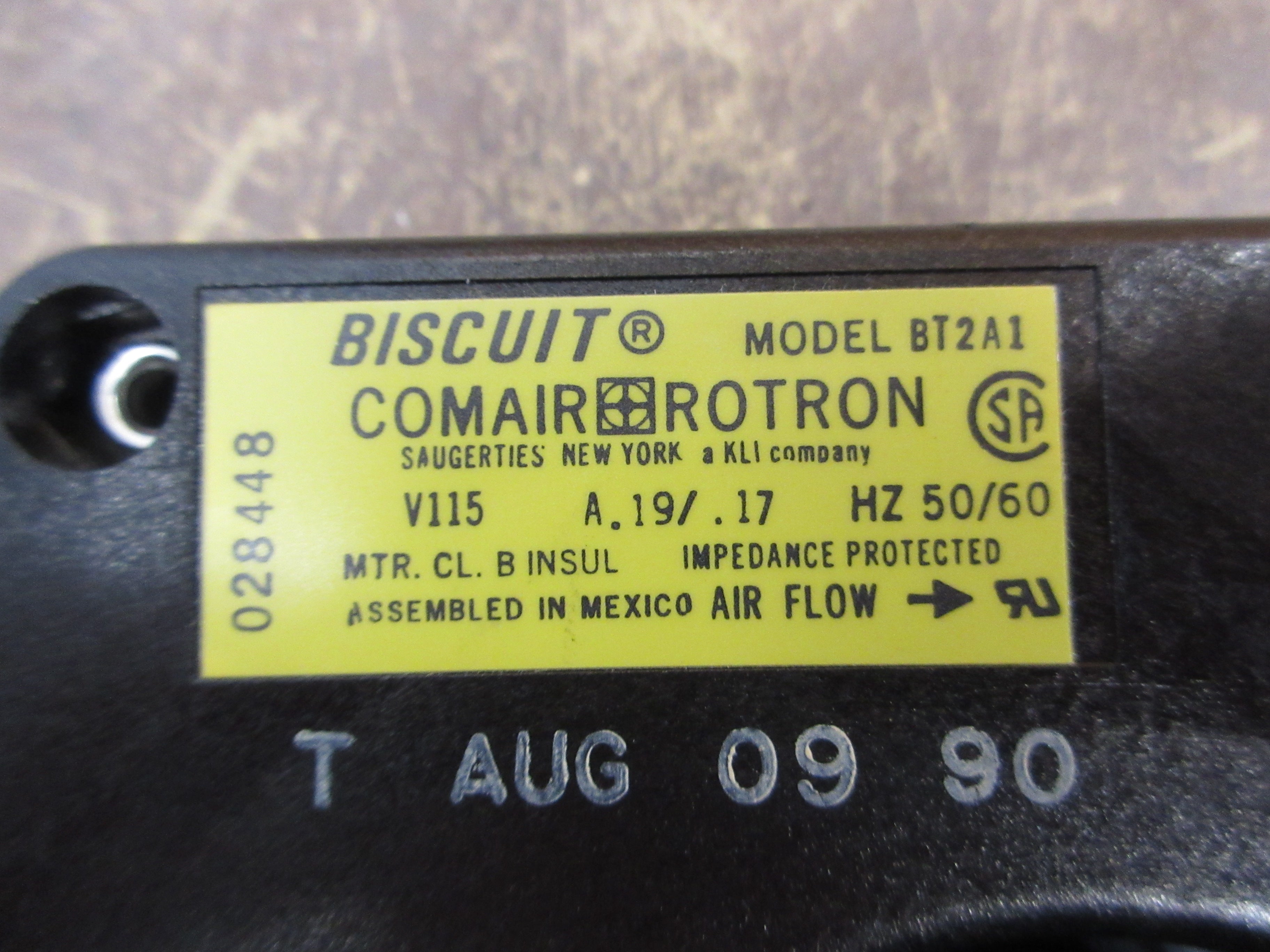 Comair Rotron Buscuit Blower BT2A1 115V 0.19/0.17A 50/60Hz Used