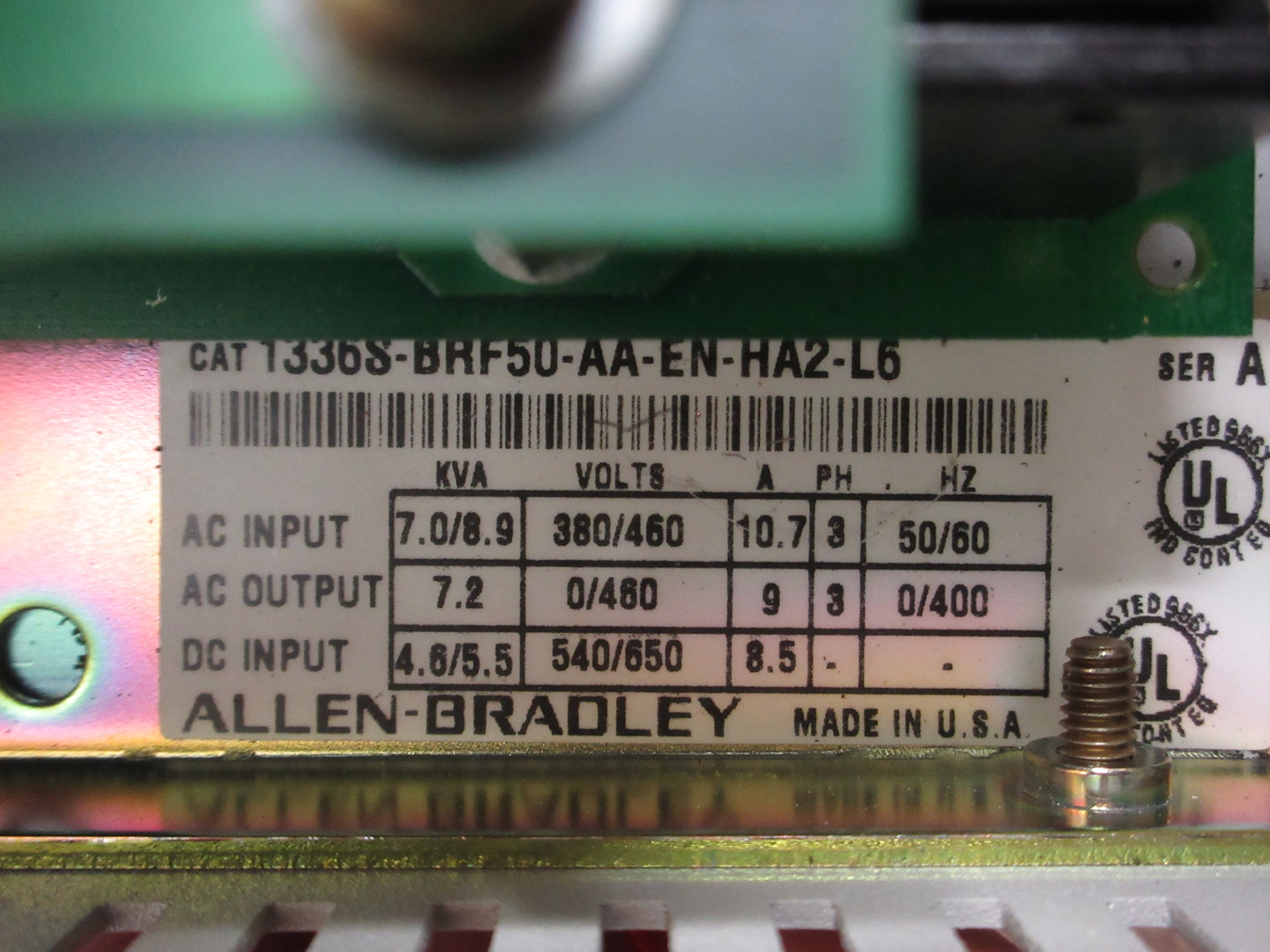 Allen-Bradley 1336 Plus AC Drive 1336S-BRF50-AA-EN-HA2-L6 5HP w/ Keypad Used