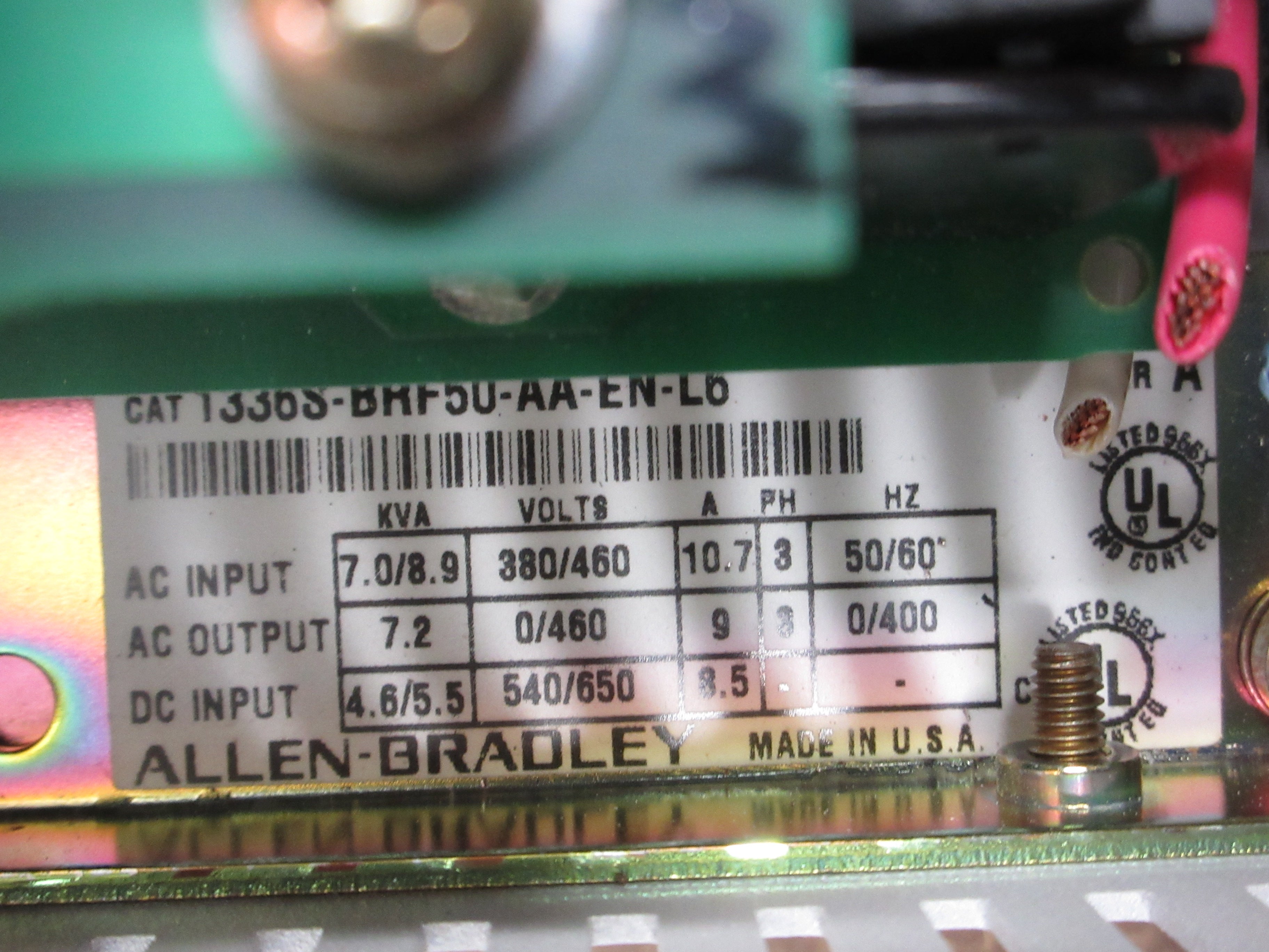 Allen-Bradley 1336 Plus AC Drive 1336S-BRF50-AA-EN-L6 5HP 3Ph w/ Keypad Used