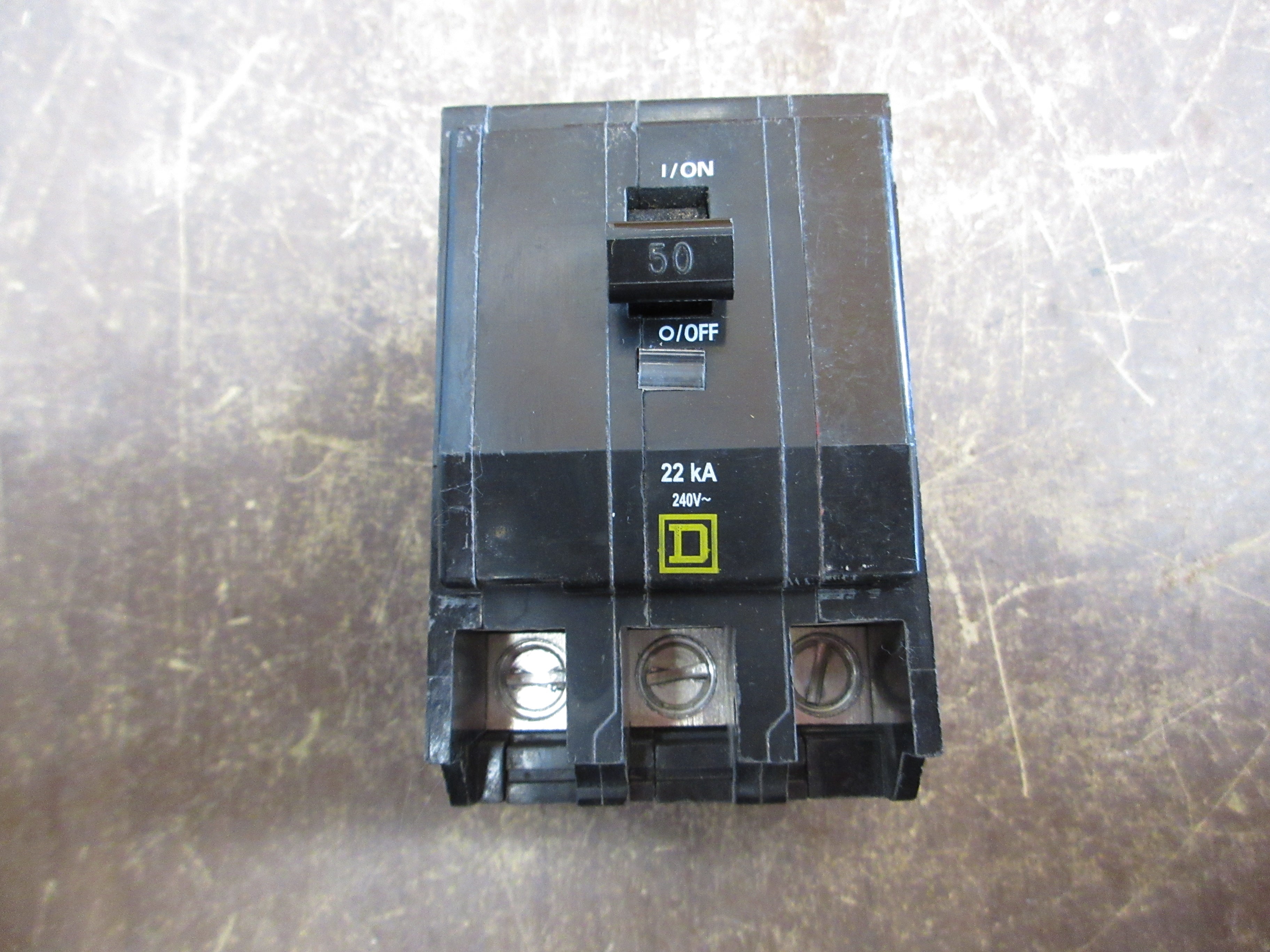 Square D Bolt-On Circuit Breaker QOB350VH 50A 240V 3P 22kA *No Bolts* Used