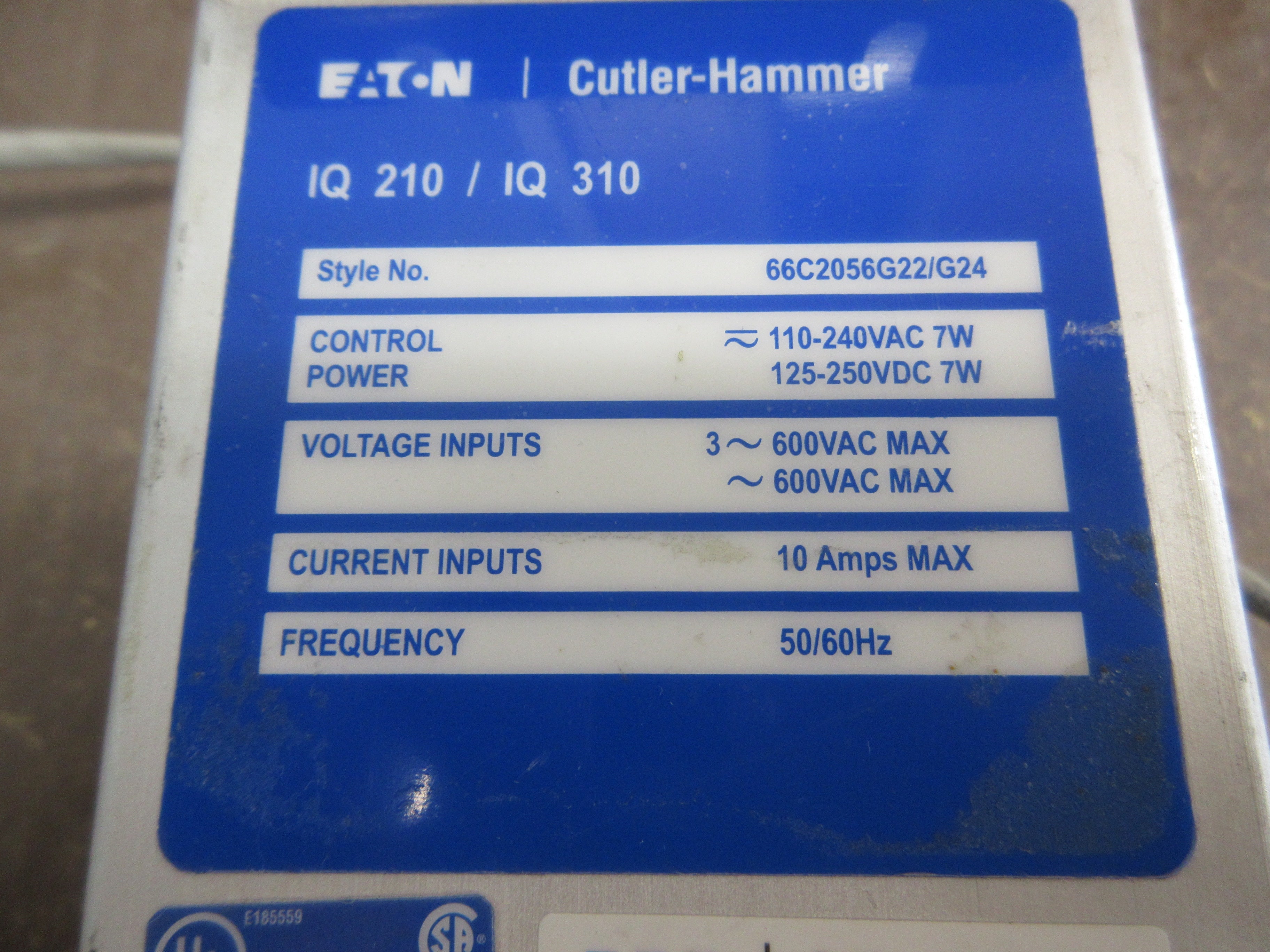 Eaton IQ 210/IQ 310 Power Meter 66C2056G22/G24 Display Part #: 66B2051G01 Used
