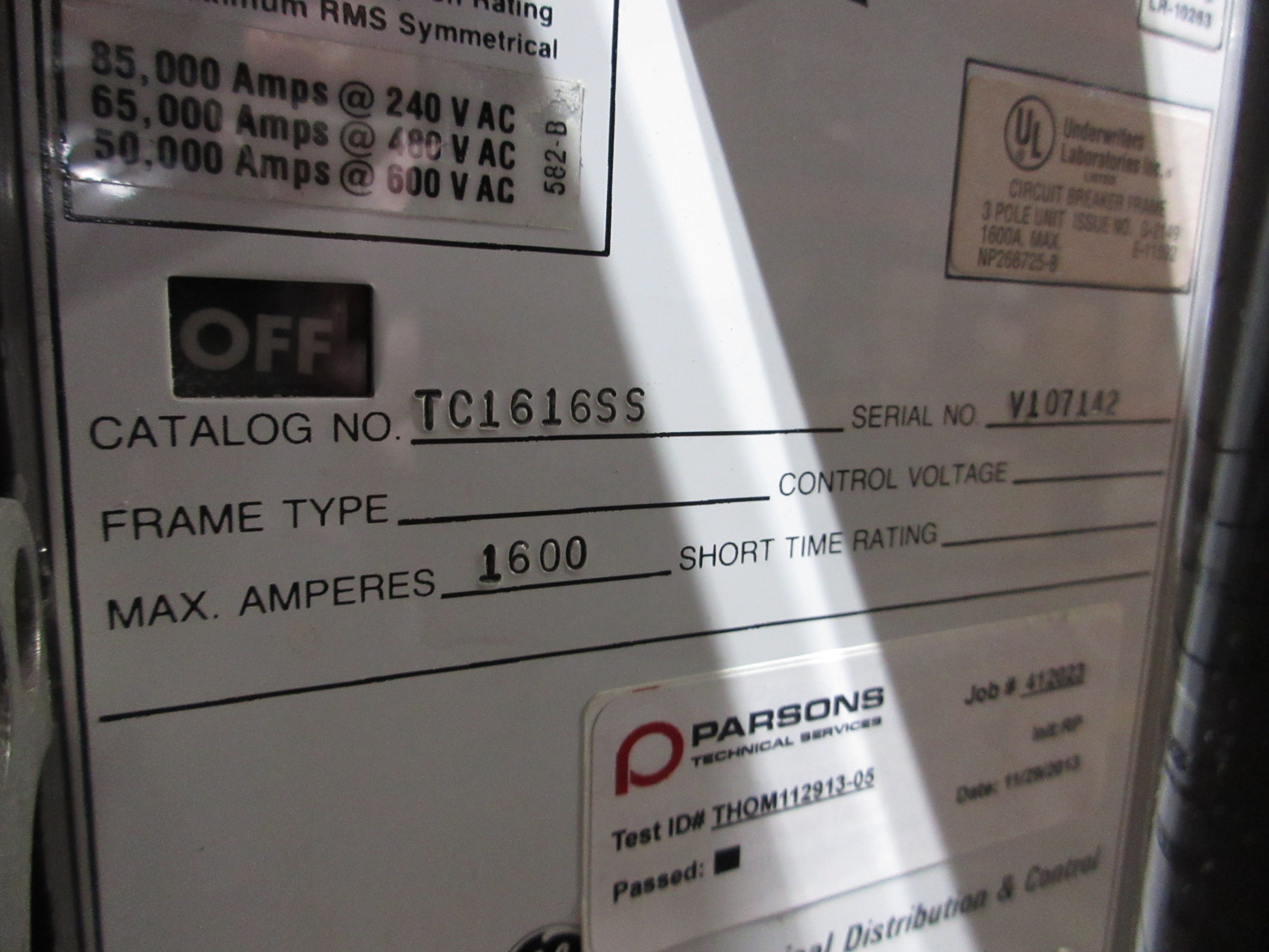 GE 3000A Main Tie Main Switch Gear Line Up TC3030SS 3000A Main Breaker Used