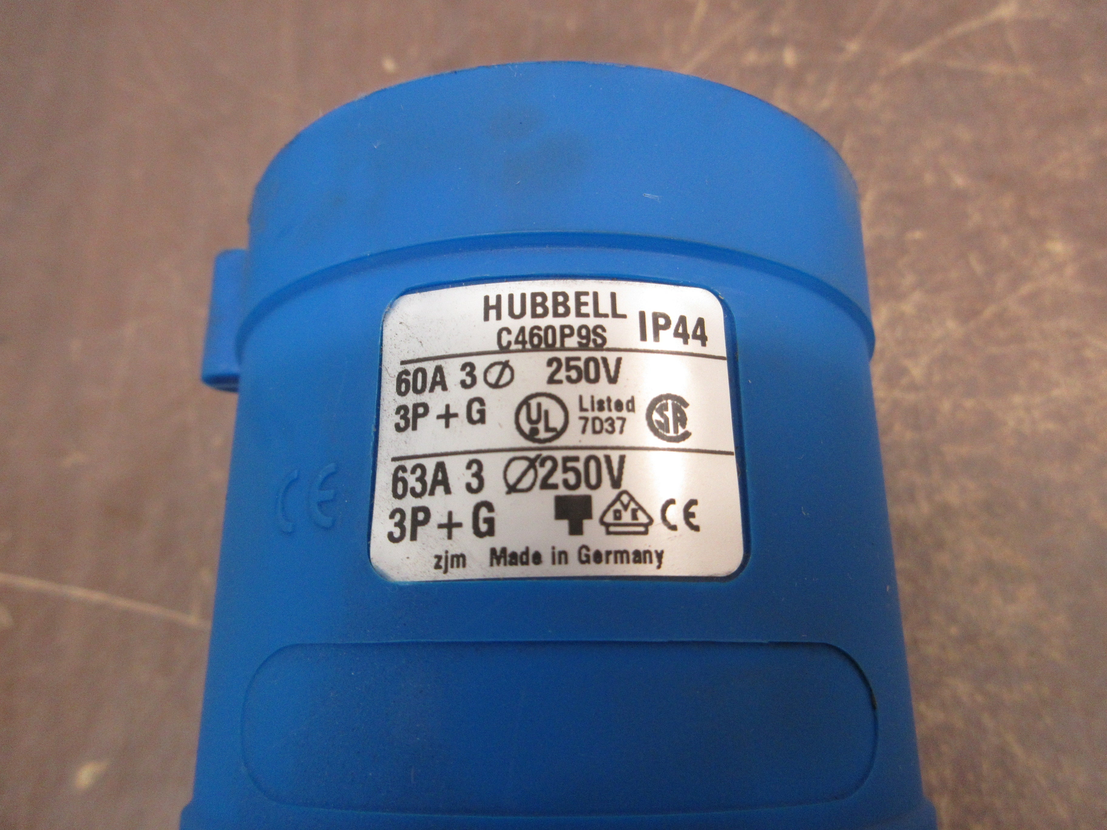 Hubbell Plug C460P9S 60A 250V 3Ph 3P+G Used