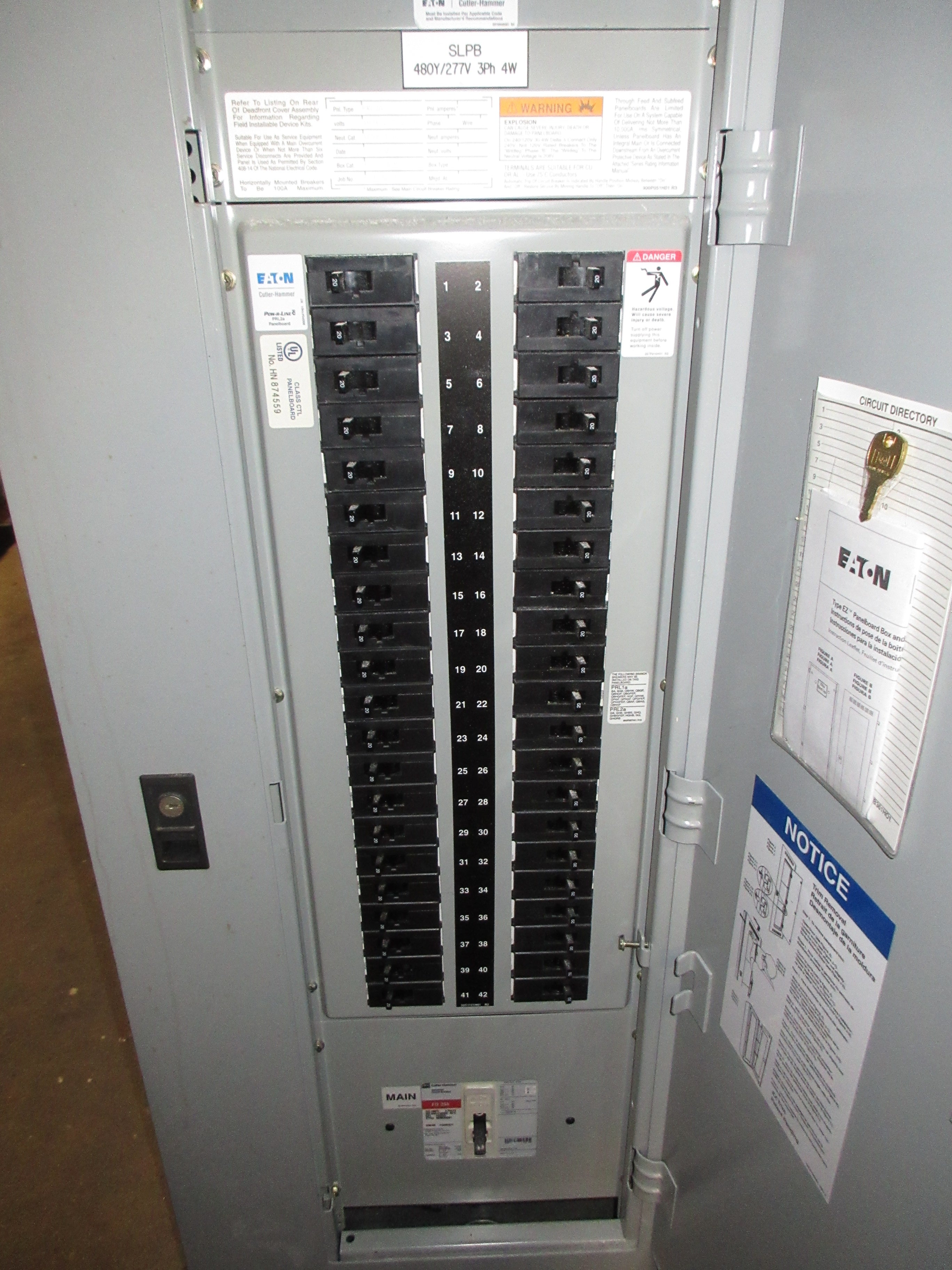 Eaton/Cutler-Hammer Main Breaker Circuit Breaker Panel IC96649G03 480Y/277V Used