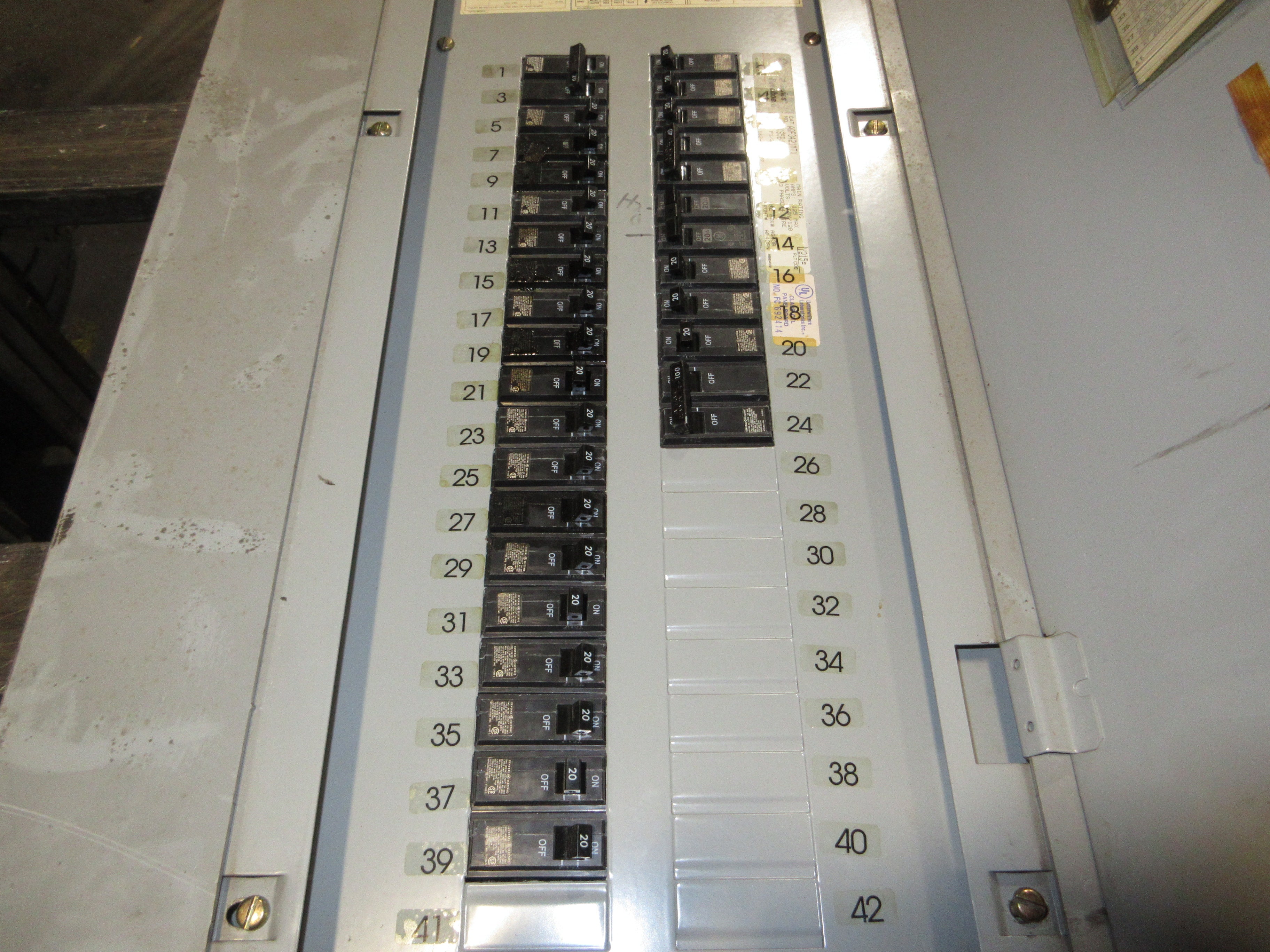 GE Main Lug Breaker Panel AQF3421MTX AXS5B4 125A Max 208Y/120V 3Ph 4W 42-Slot