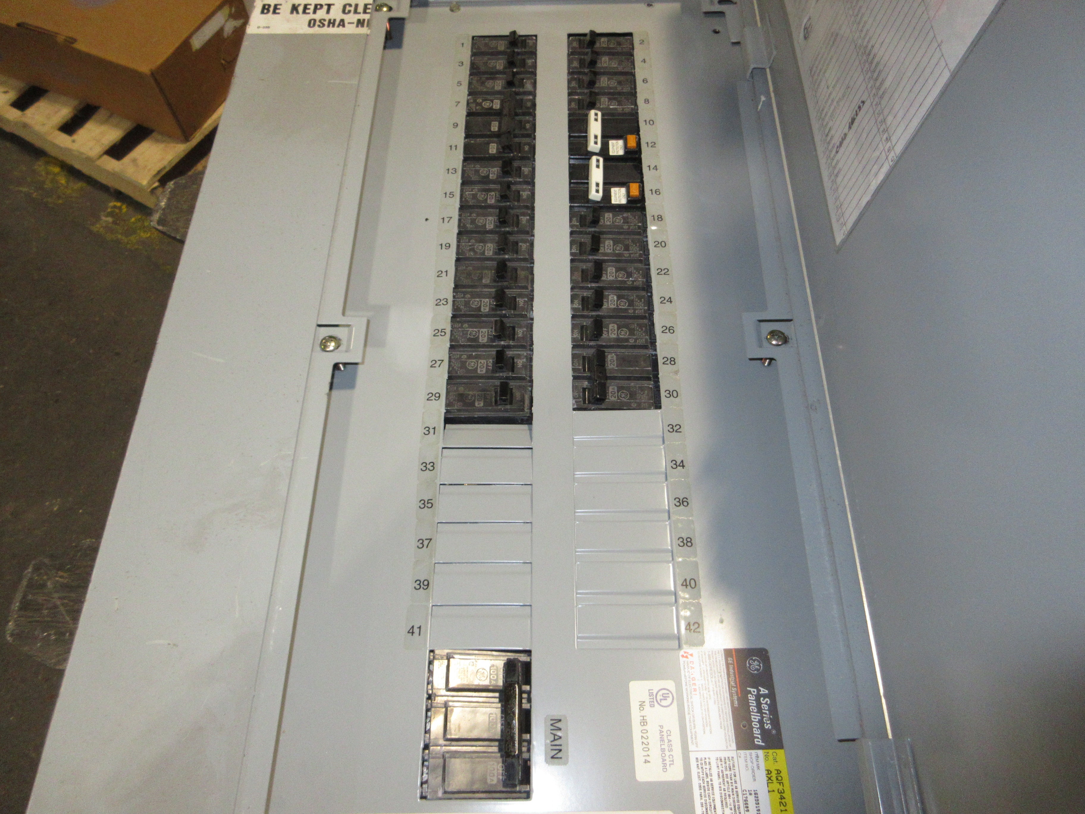 GE Main Breaker Circuit Breaker Panel AQF3421ABX AXL1 100A Main 125A Max 3Ph 4W