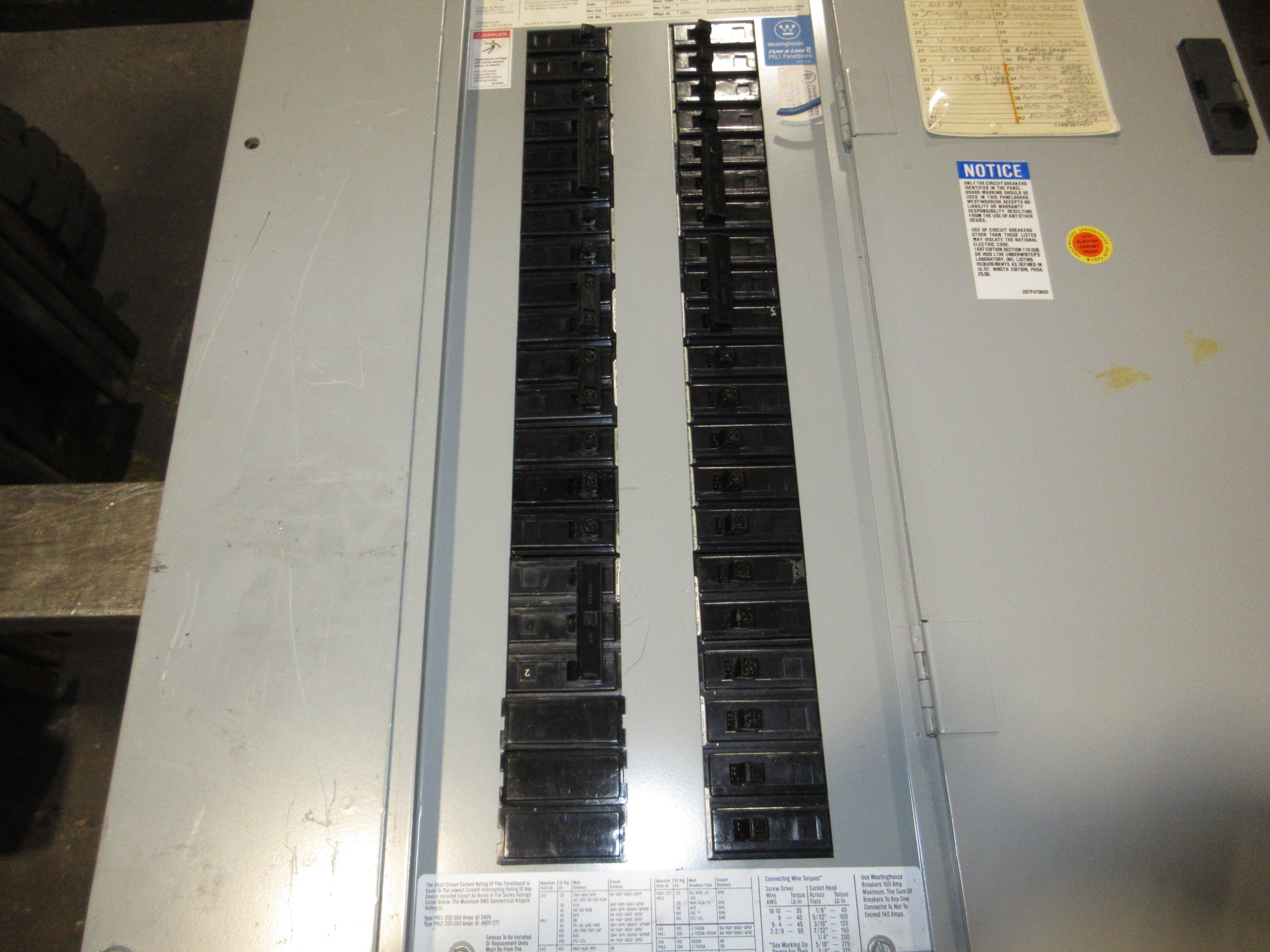 Westinghouse Main Breaker Circuit Breaker Panel 5158C03G04 225A Max 208Y/120V