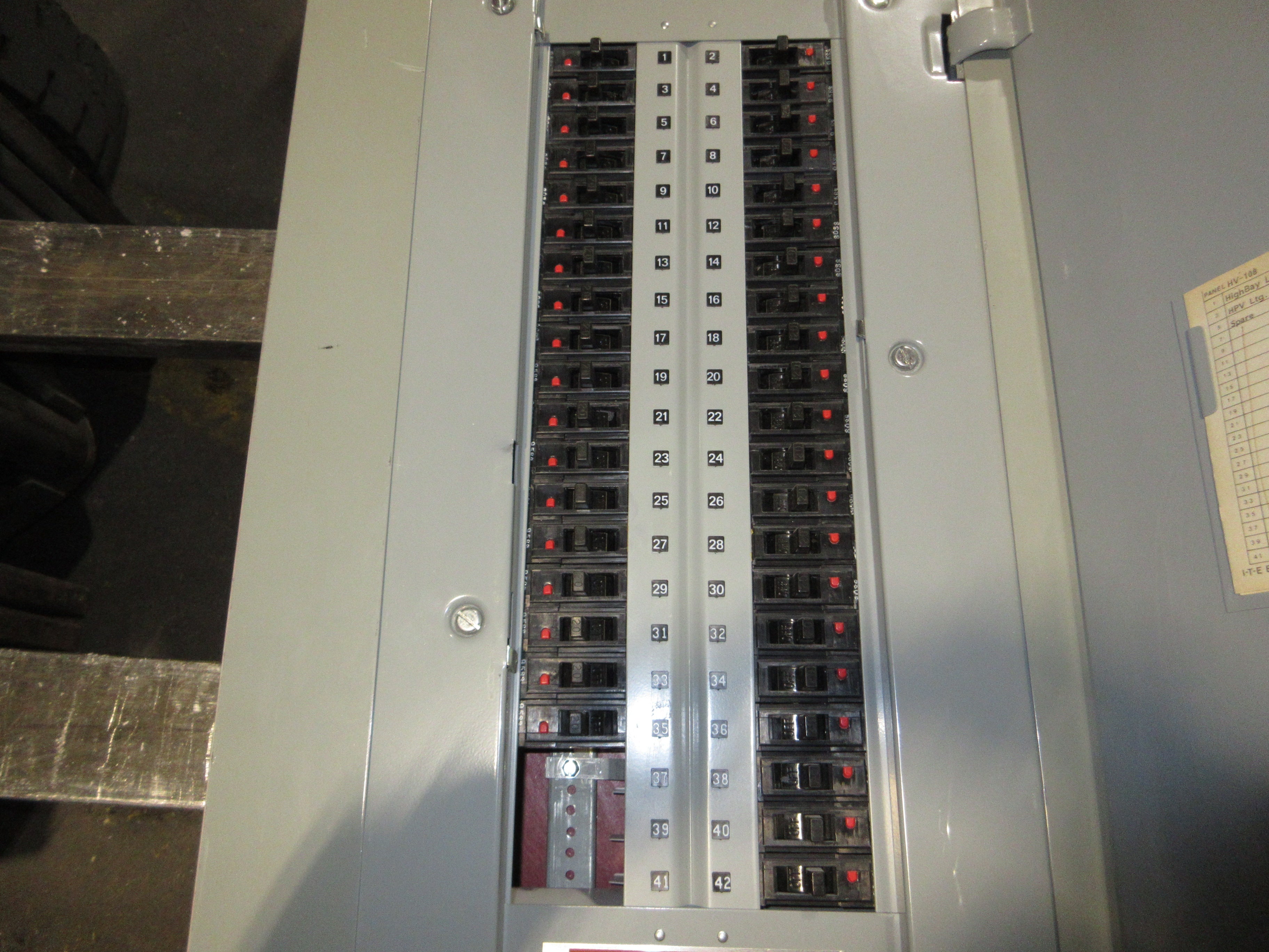 ITE Main Lug Breaker Panel CDP-7 225A Max 480Y/277V 3Ph 4W 42-Slot Used