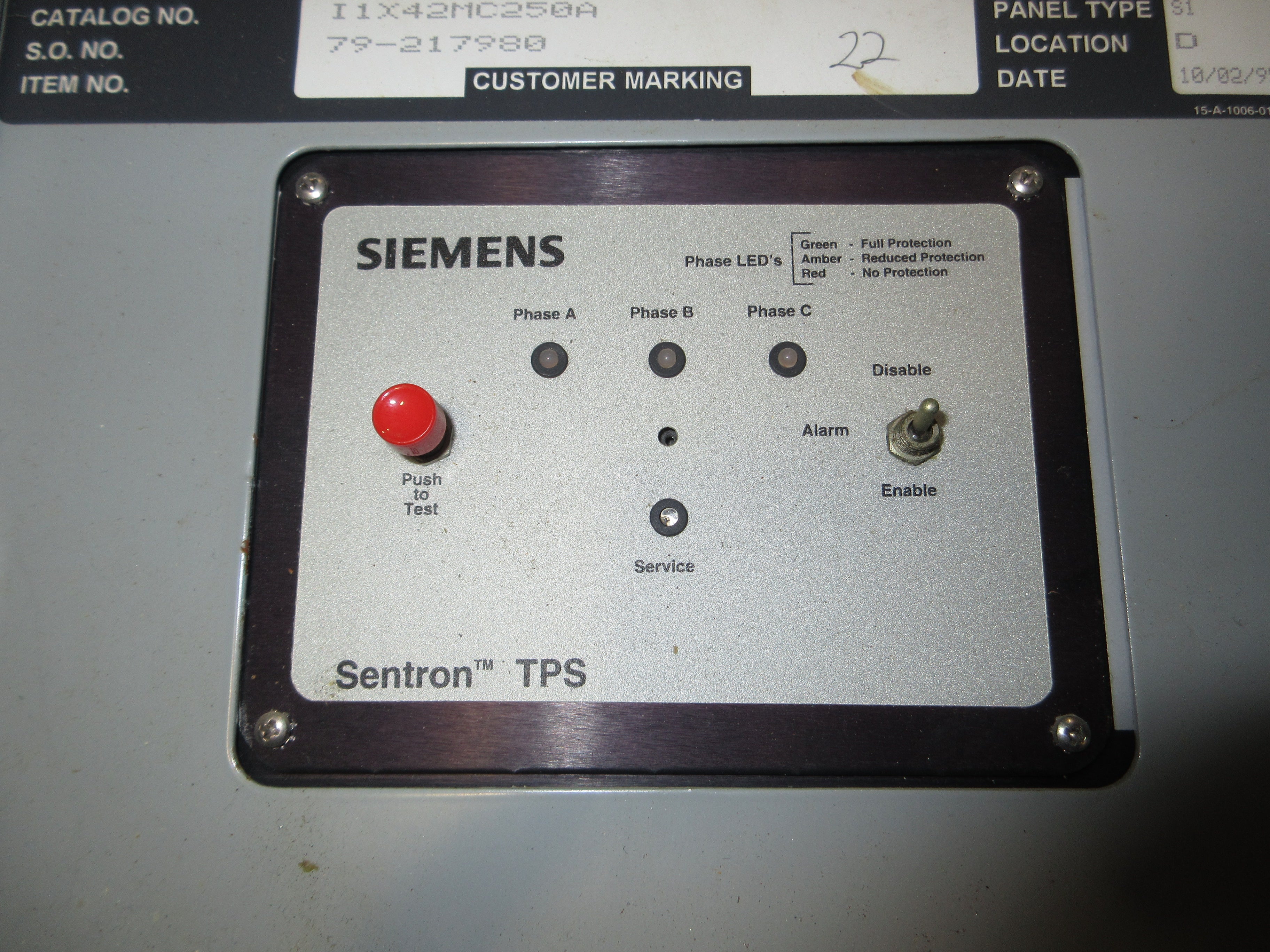 Siemens Main Lug Breaker Panel I1X42MC250A 250A Max 208Y/120V 3Ph 4W 42-Slot