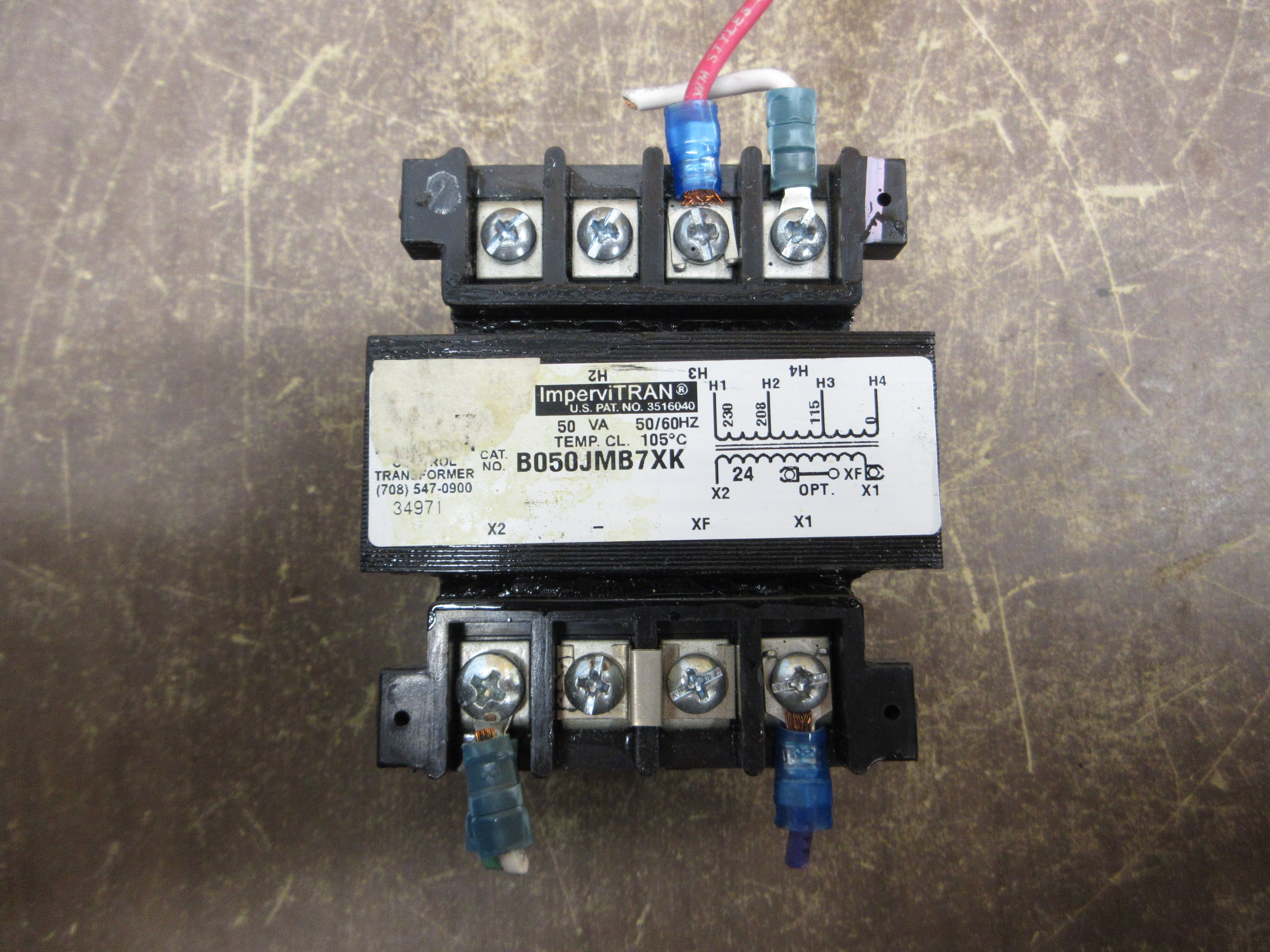 Micron ImperviTRAN Control Transformer B050JMB7XK 50VA Pri: 115/208/230V 50/60Hz