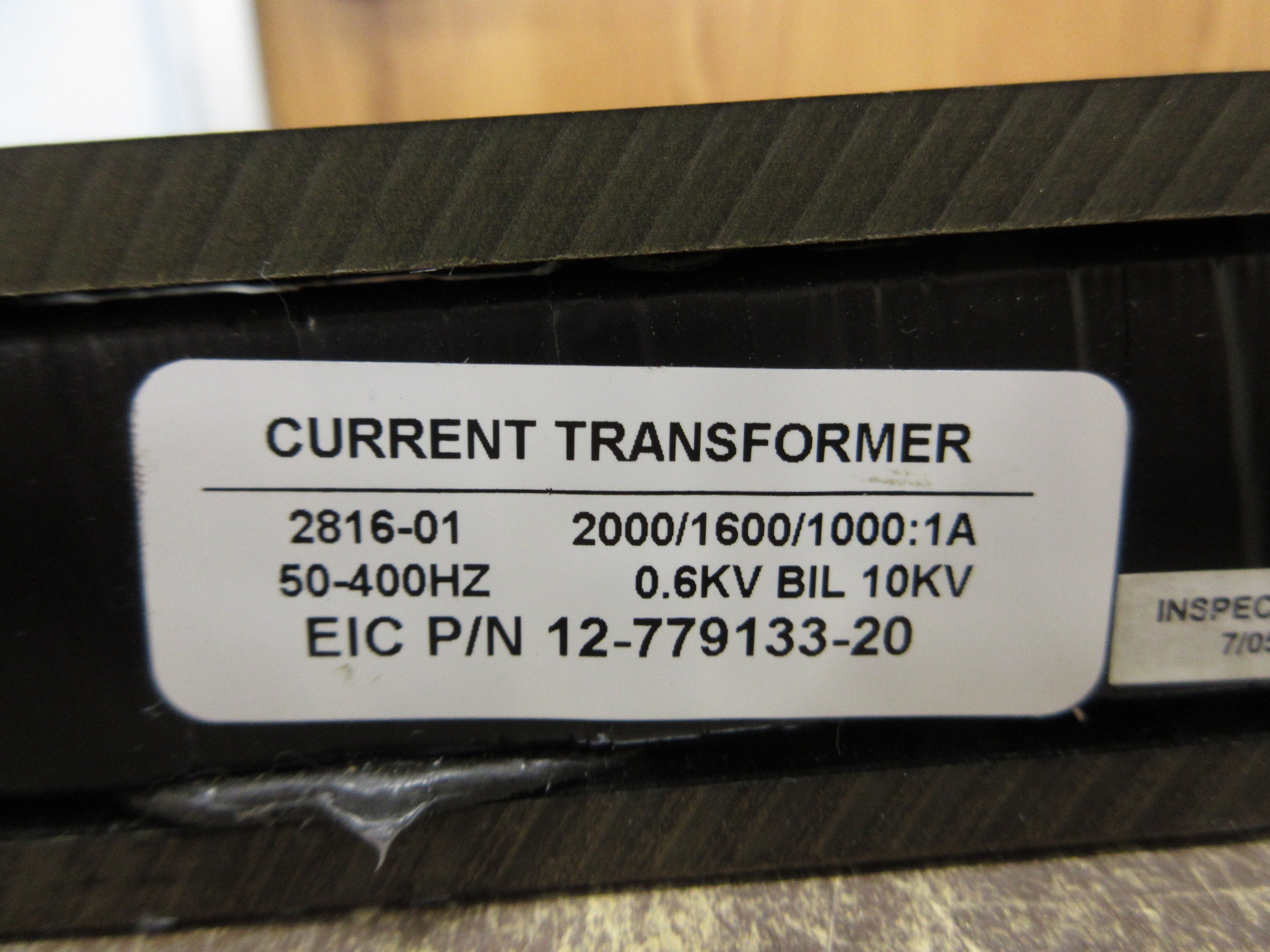 EIC Current Transformer 12-779133-20 Ratio 2000/1600/1000:1A 50-400Hz 600V Used
