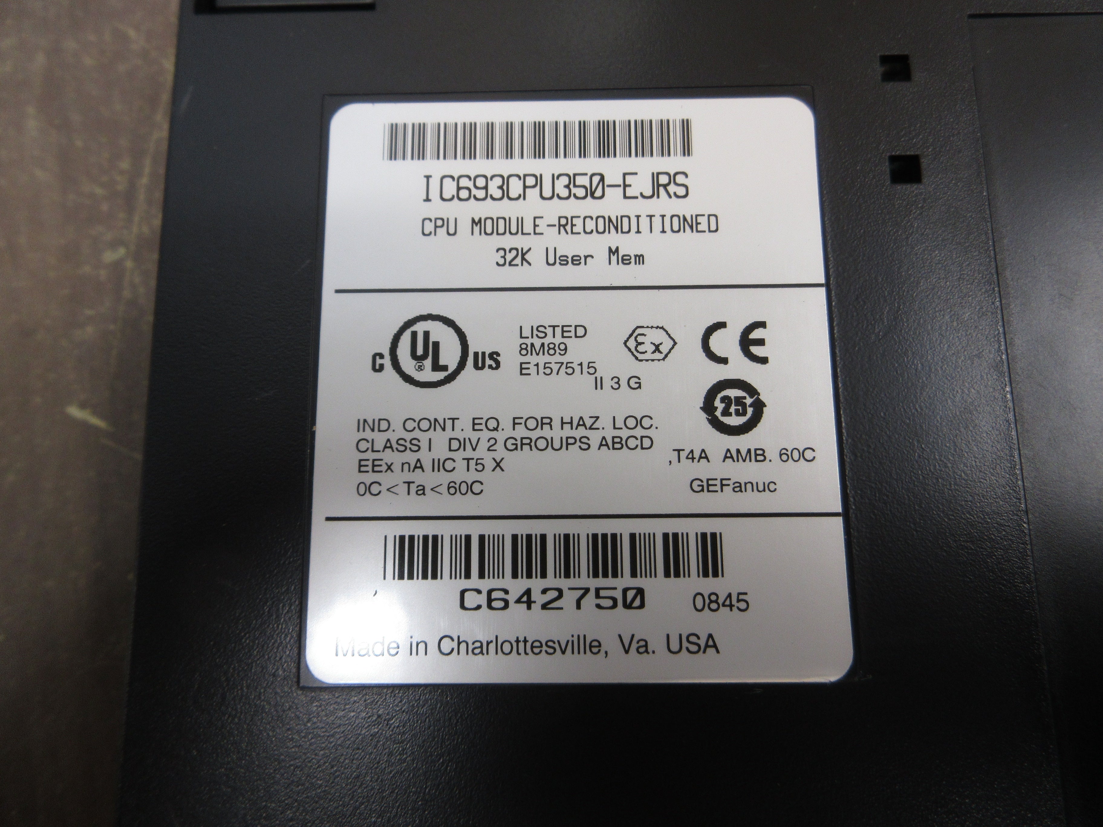 GE Fanuc CPU Module IC693CPU350-EJRS 32K User Memory Used