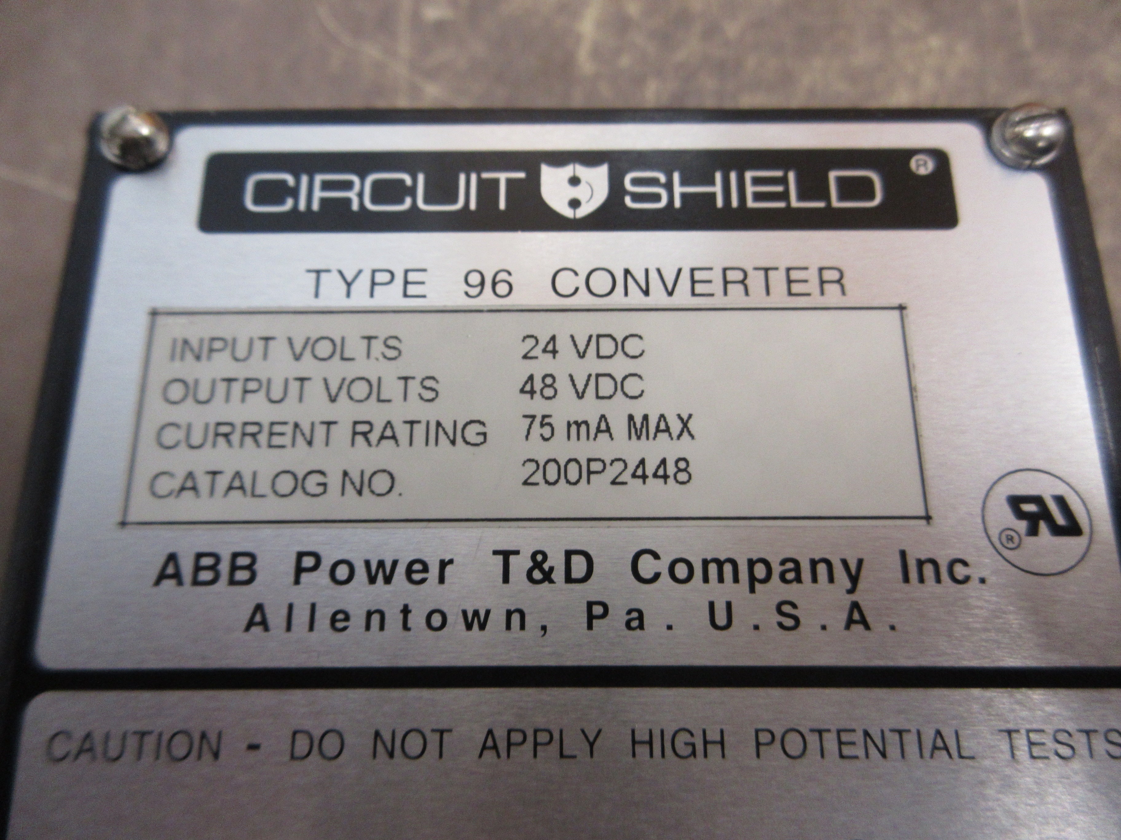 ABB Circuit Shield Type 96 Converter 200P2448 Input: 24VDC Output: 48VDC 75mA