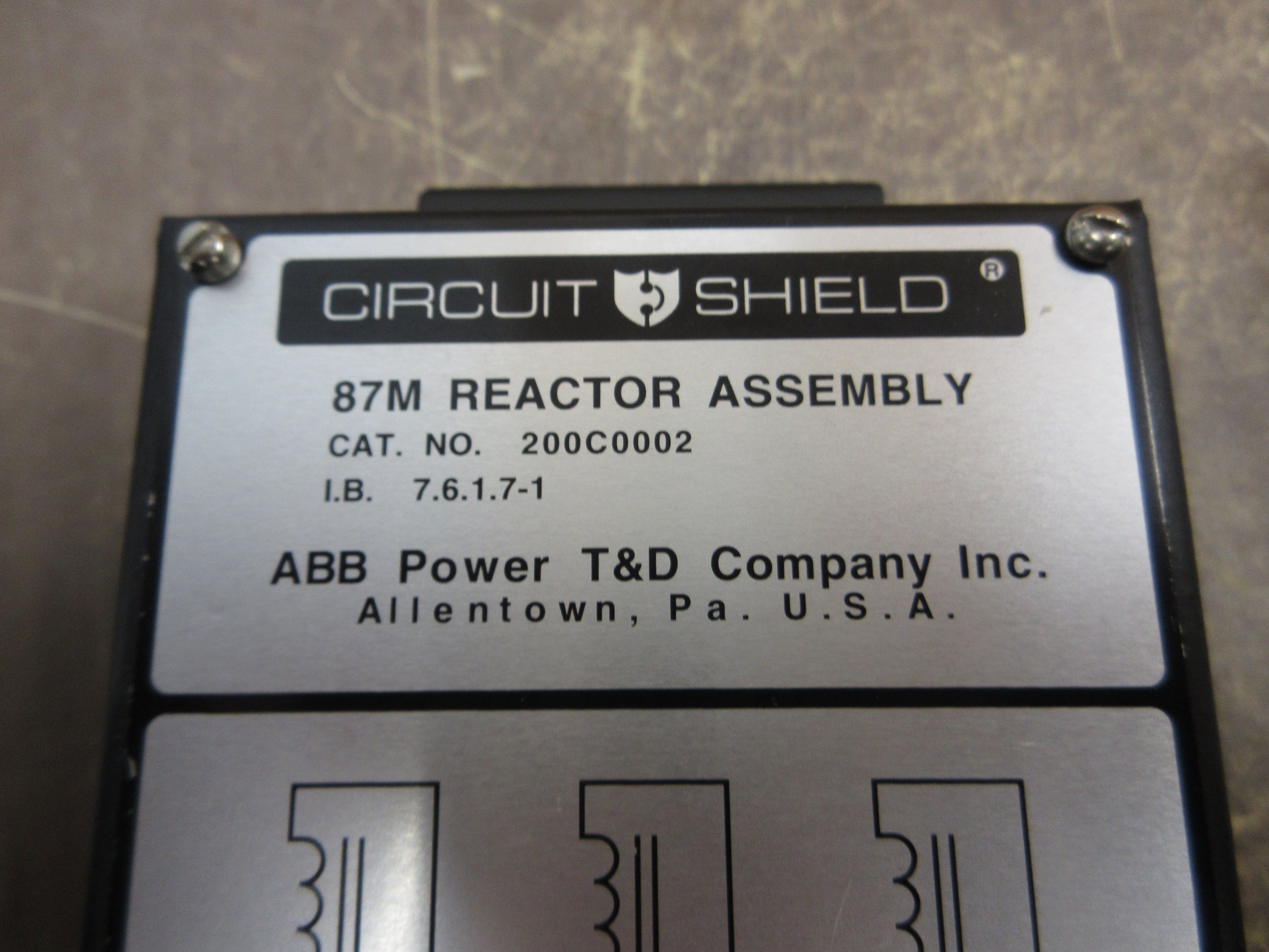 ABB Circuit Shield 87M Reactor Assembly 200C0002 Used
