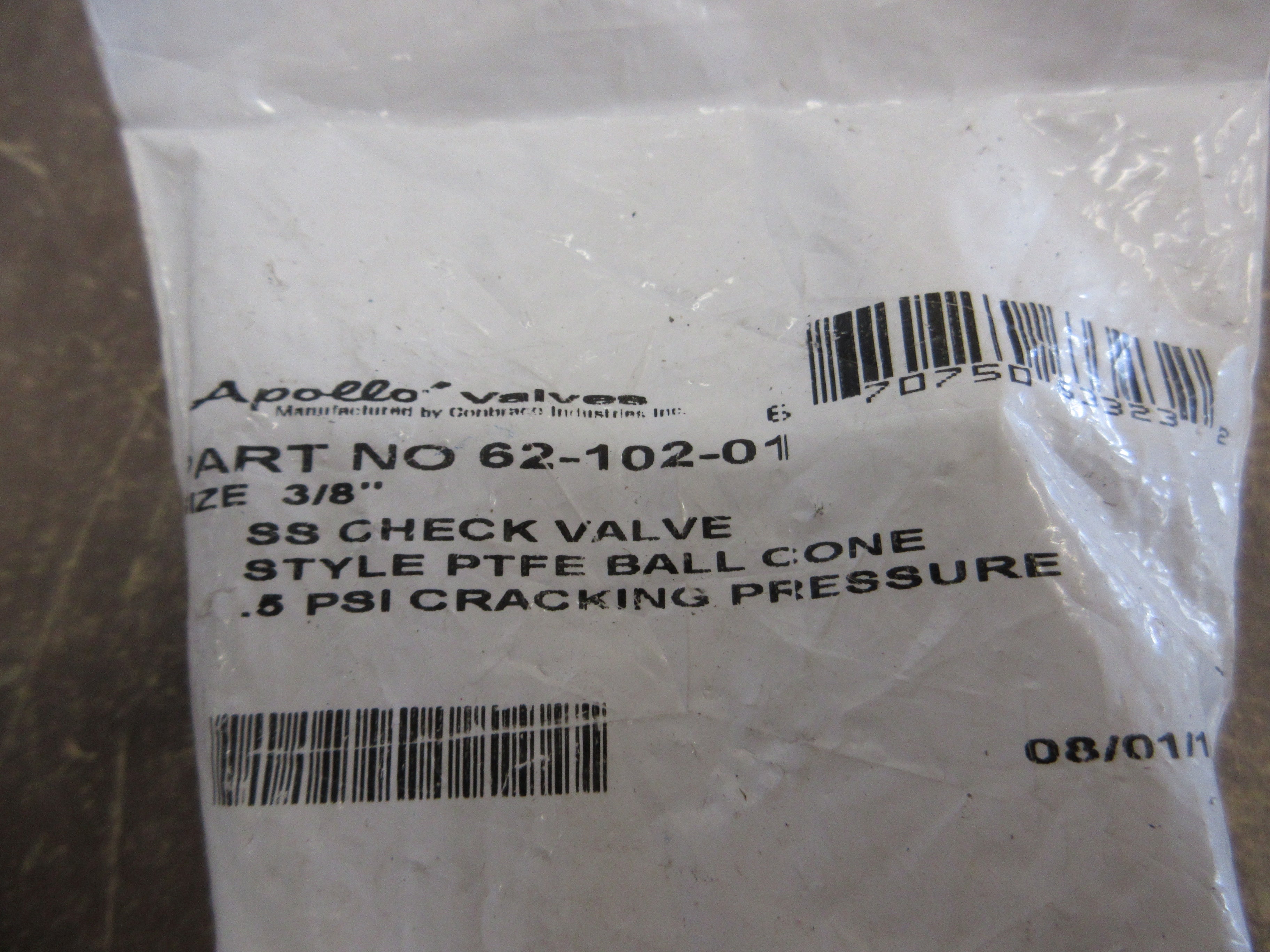 Conbraro Apollo Stainless Steel Check Valve 62-102-01 Size: 3/8" New Surplus