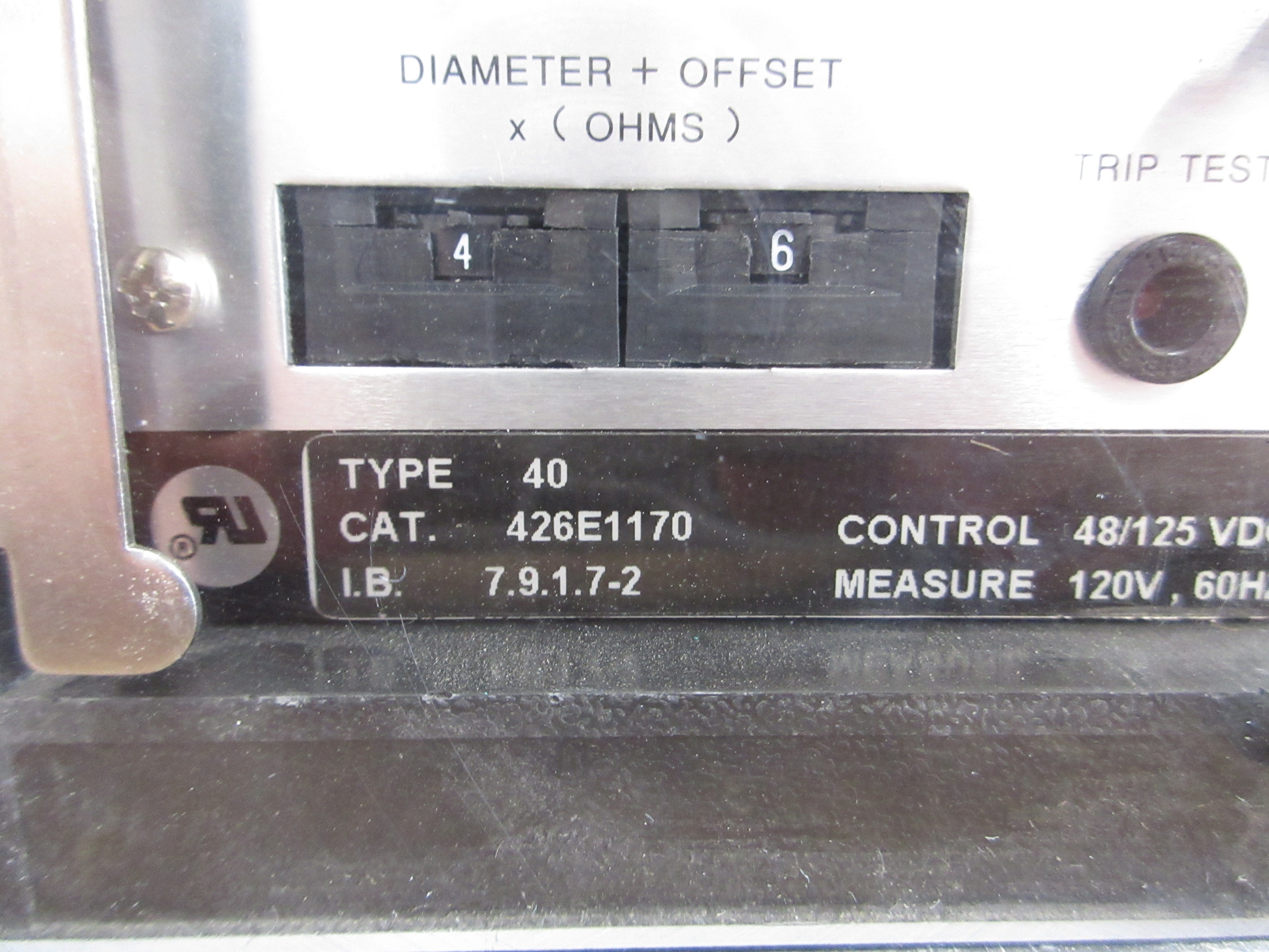 ABB Circuit Shield Loss of Excitation Relay 426E1170 Control: 48/125VDC Used