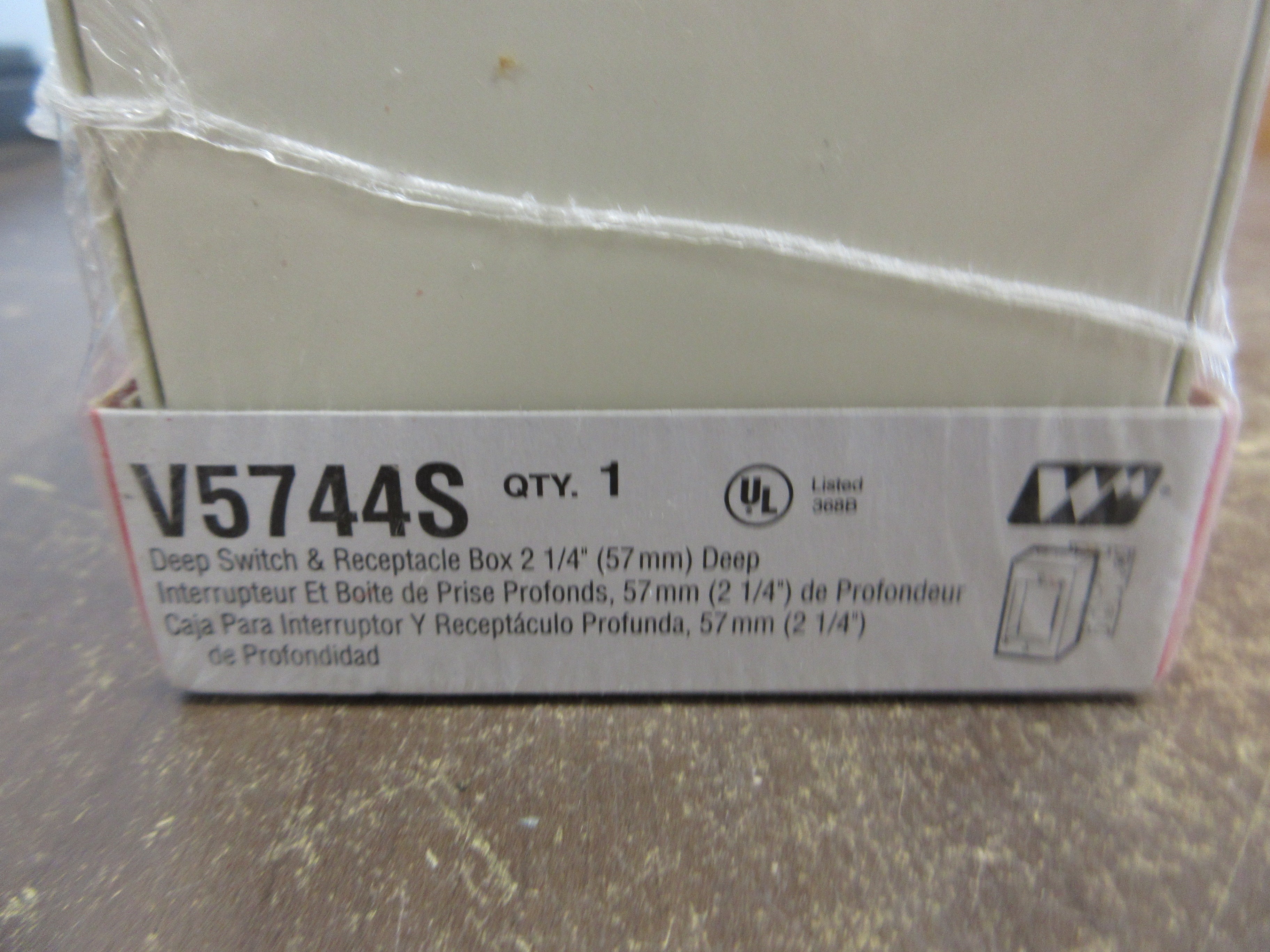 Wiremold Deep Outlet Box V5744S 2-1/4" Deep Single-Gang *Lot of 2* New Surplus