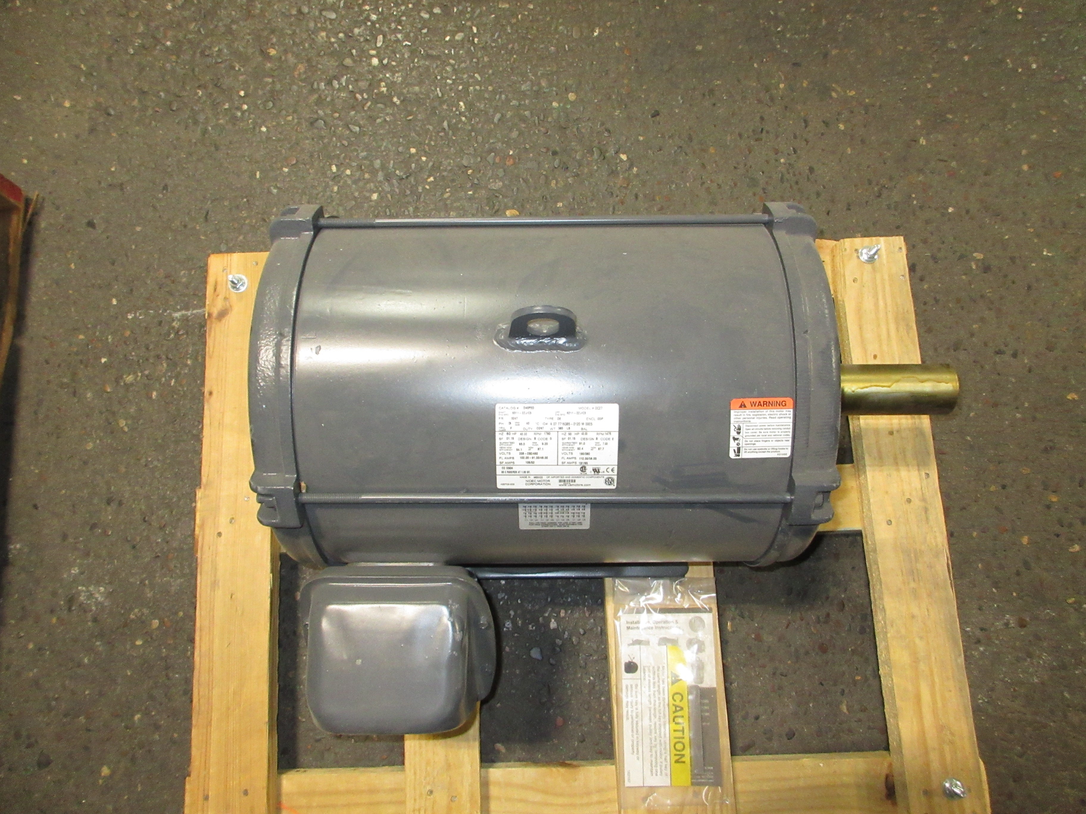 U.S. Motors Motor D40P2D 40HP 1800RPM 208-230/460V 102-91/46A 60Hz New Surplus