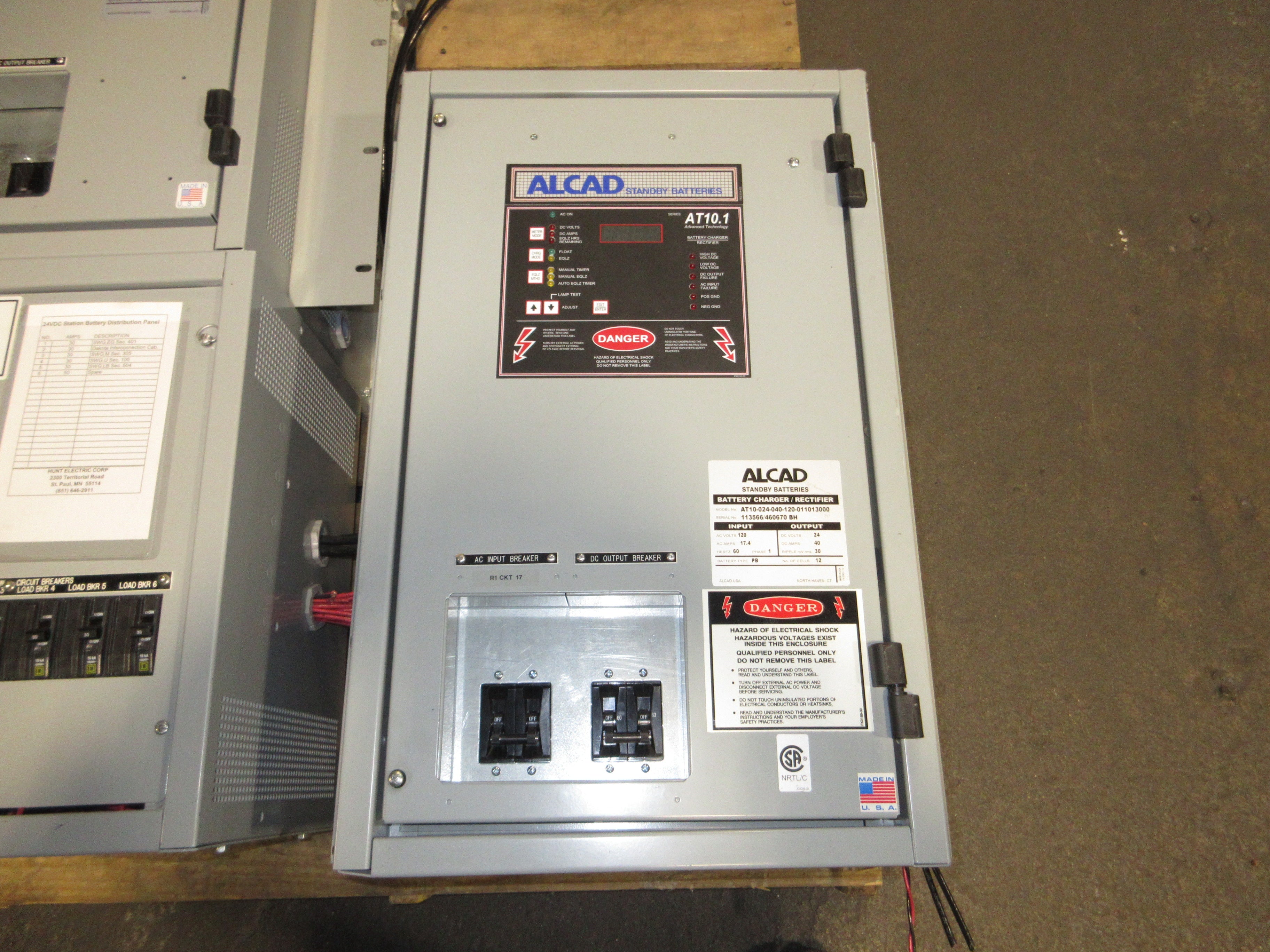 Alcad Series AT10.1 Battery Charger/Rectifier AT10-024-040-120-011013000 Used