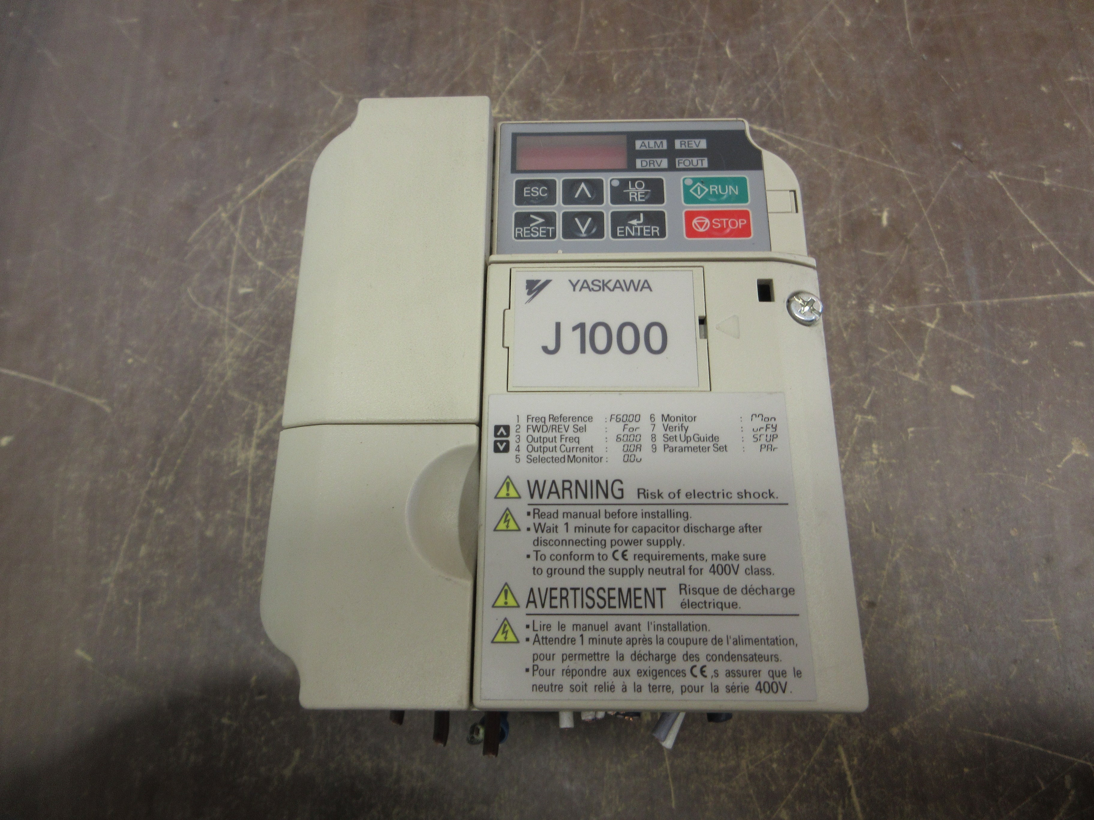 Yaskawa J1000 AC Drive CIMR-JU4A0005BAA Rev. A 3HP 3Ph w/ Keypad Used