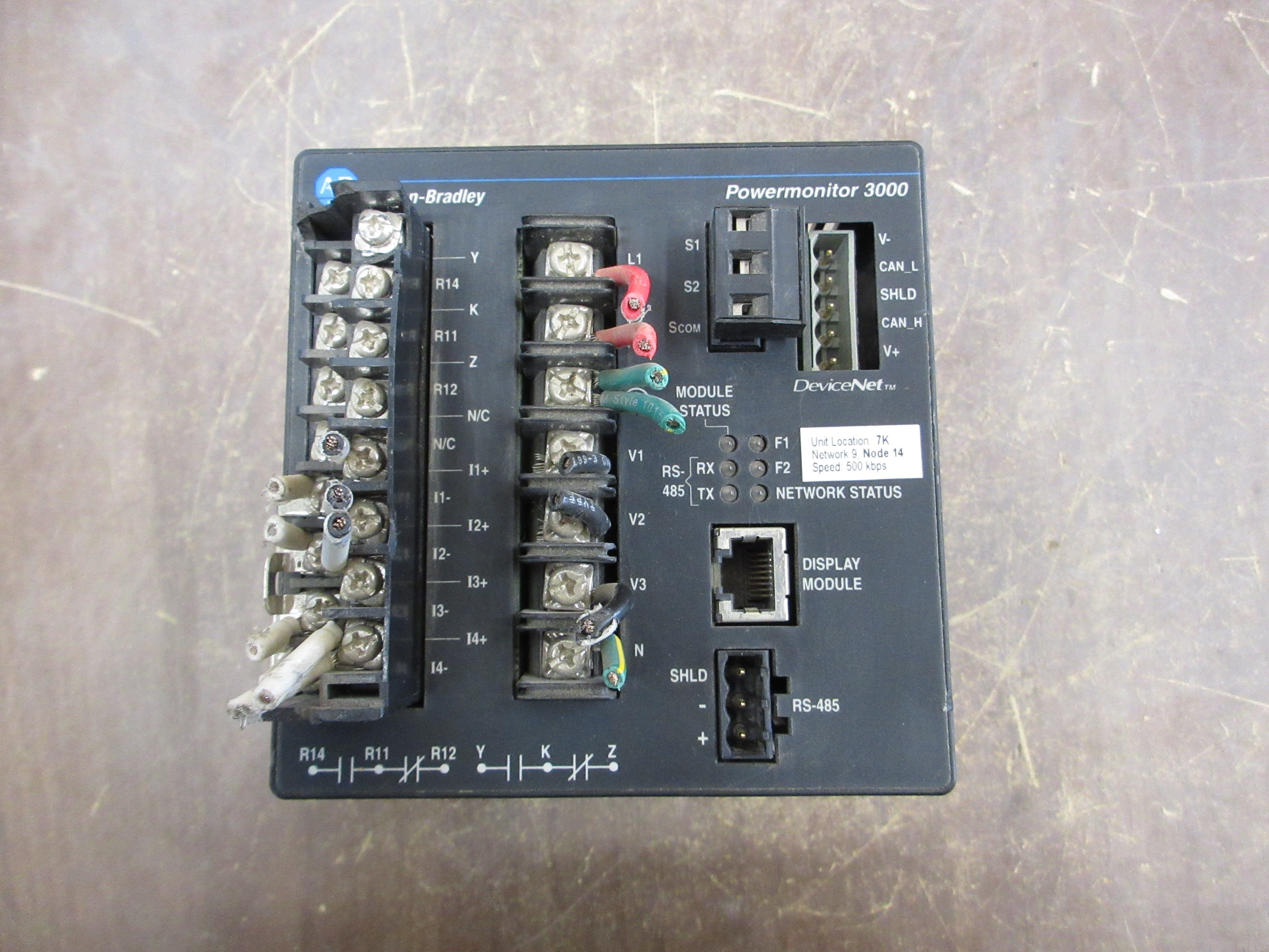 Allen-Bradley Powermonitor 3000 Control Monitor 1404-M405A-DNT Ser. A Used