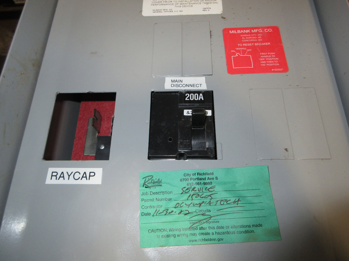 Milbank Modular PO HD-PD U4322-O-5T9 100-200A 200A Main Breaker Used