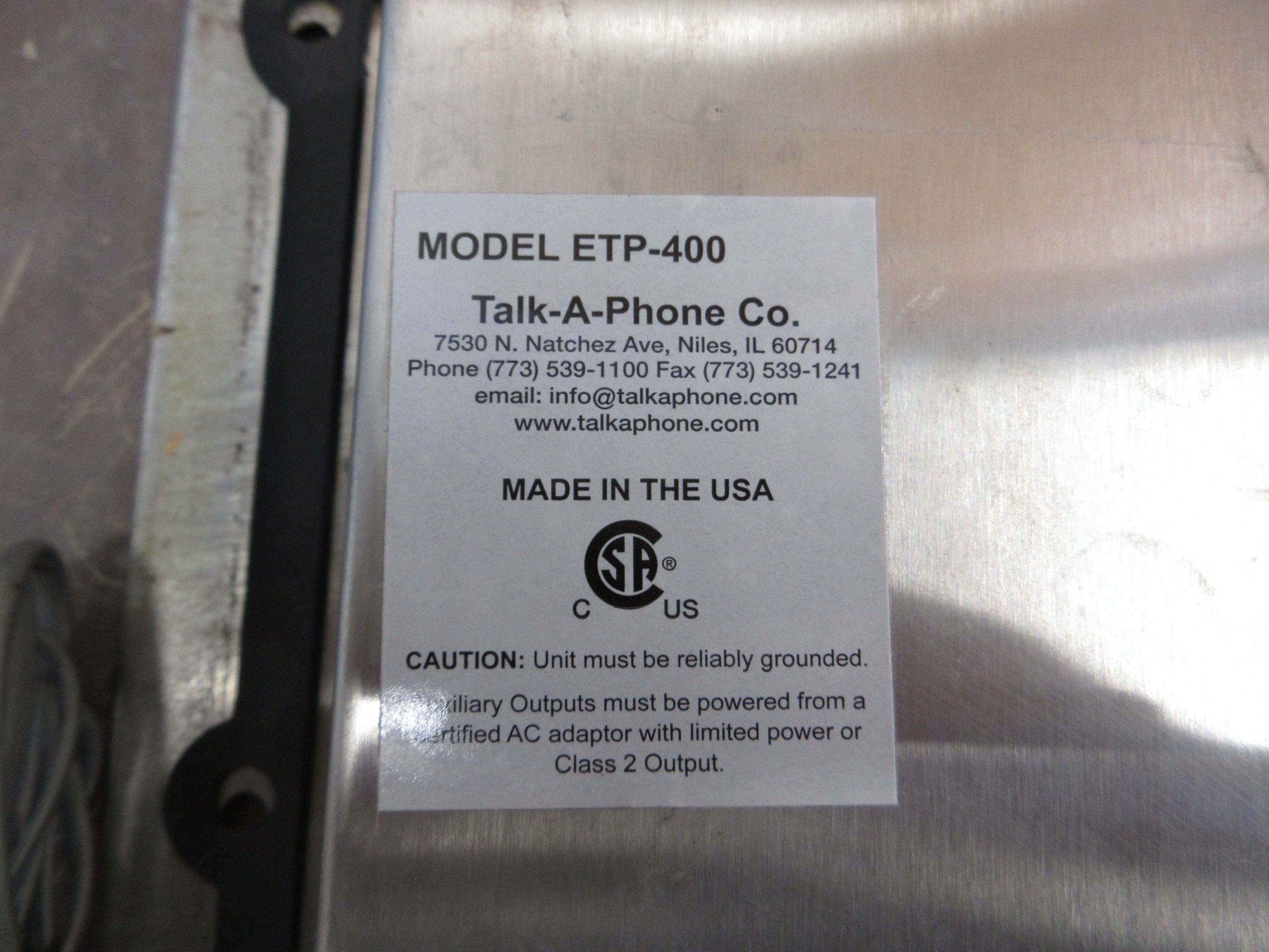 Talk-A-Phone Co. Emergency Intercom Panel ETP-400 Used
