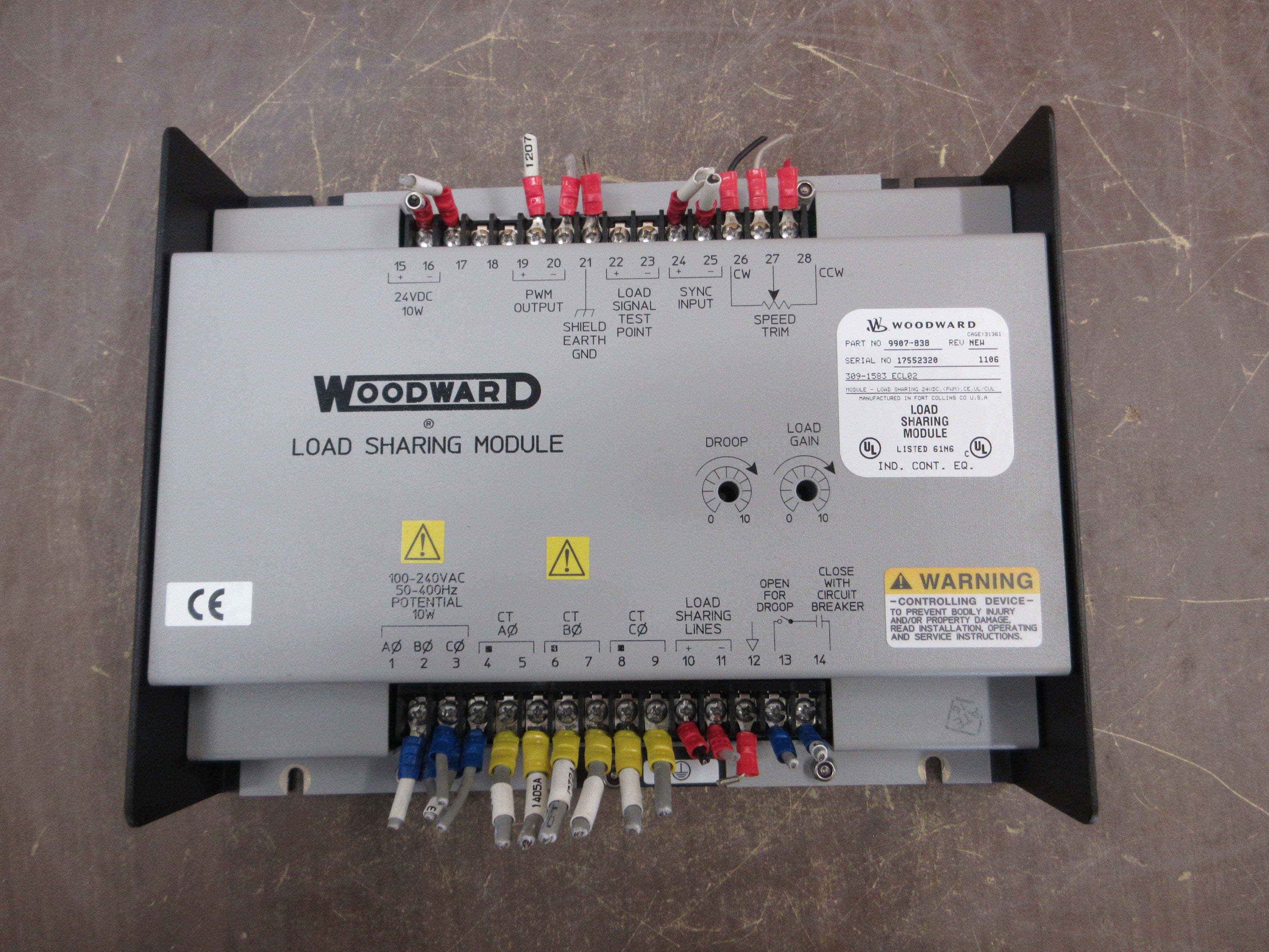 Woodward Load Sharing Module 9907-838 Rev. NEW Used