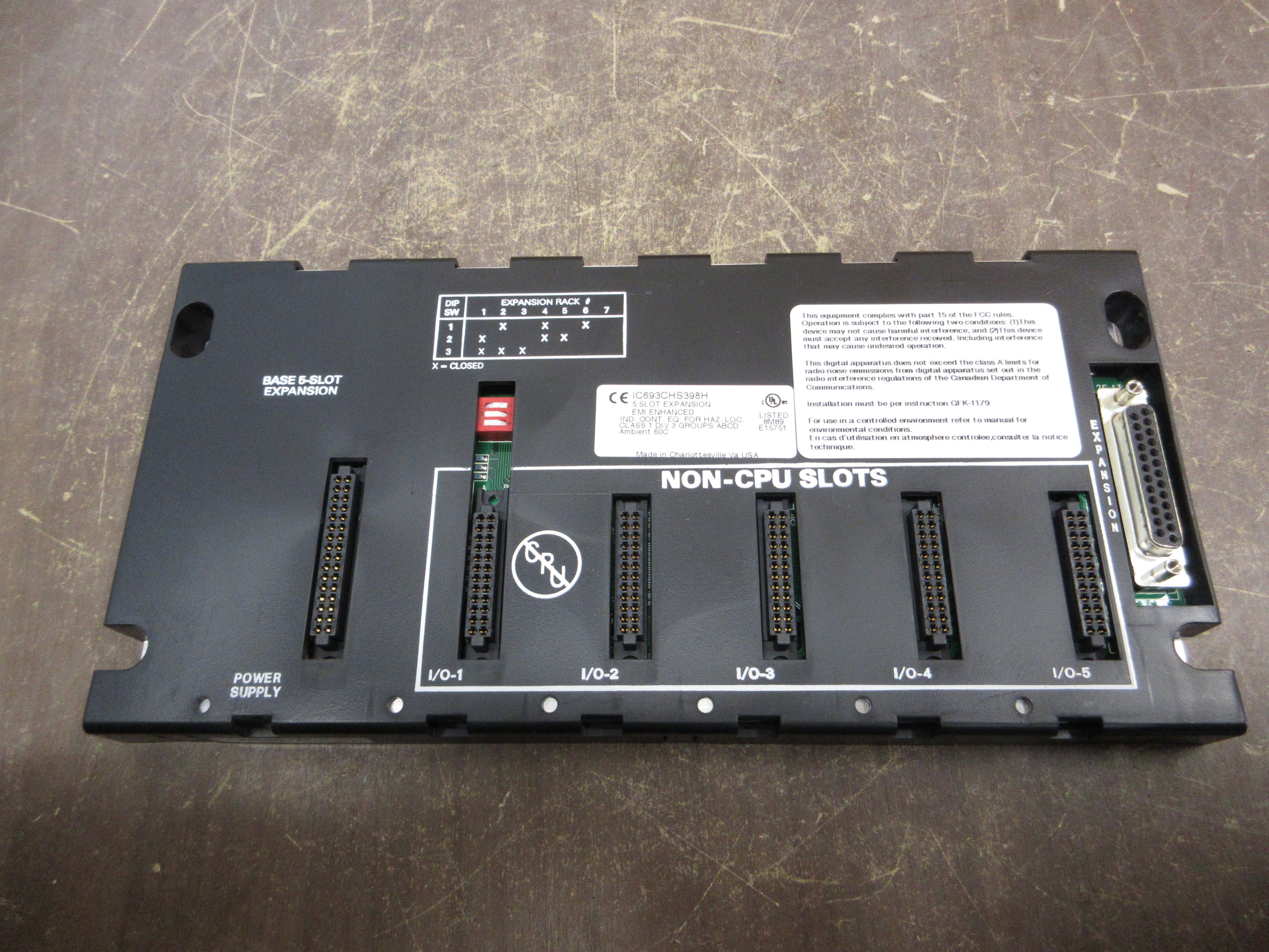 GE Fanuc 5-Slot Expansion IC693CHS398H EMI Enhanced Used