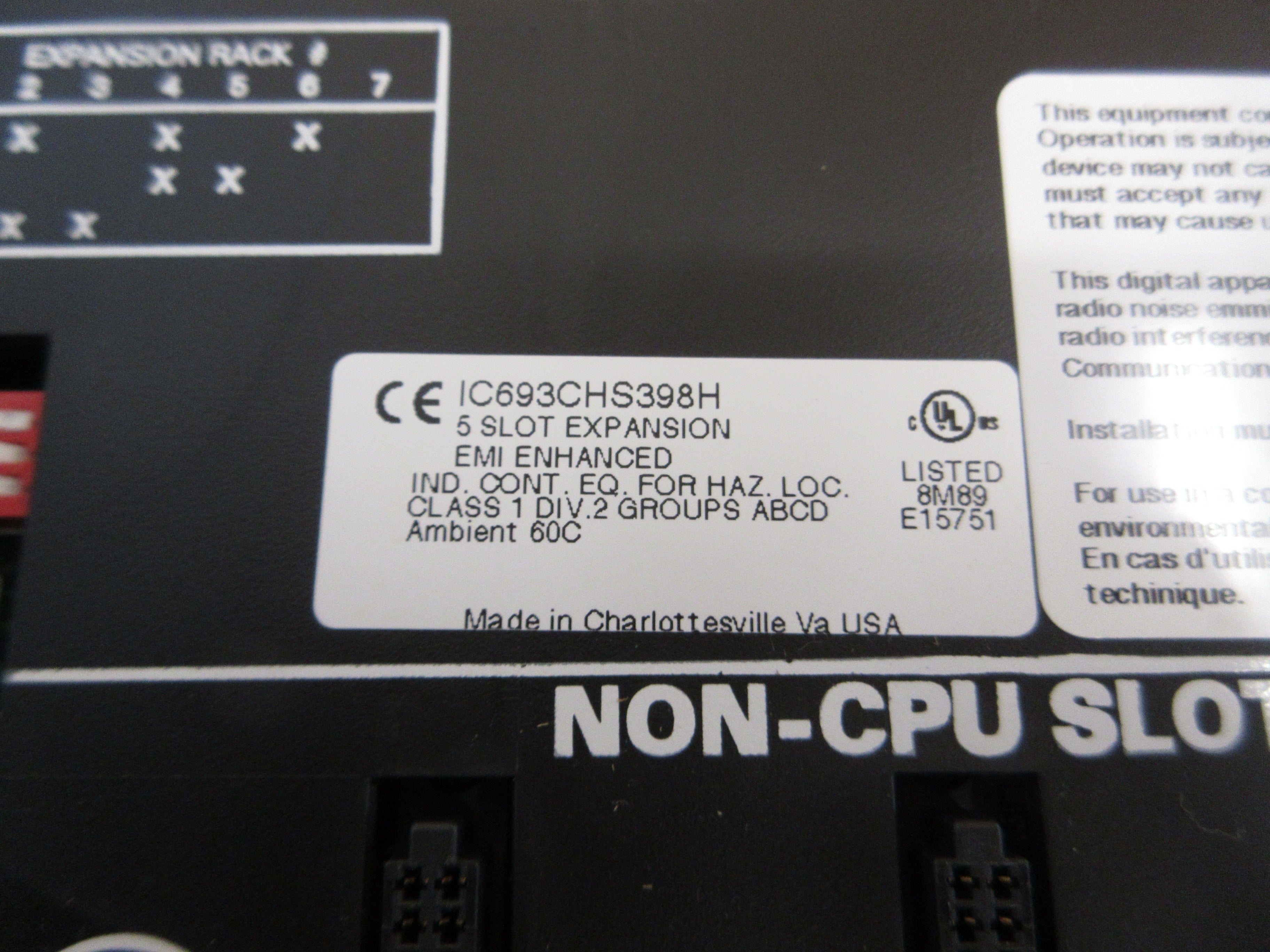 GE Fanuc 5-Slot Expansion IC693CHS398H EMI Enhanced Used