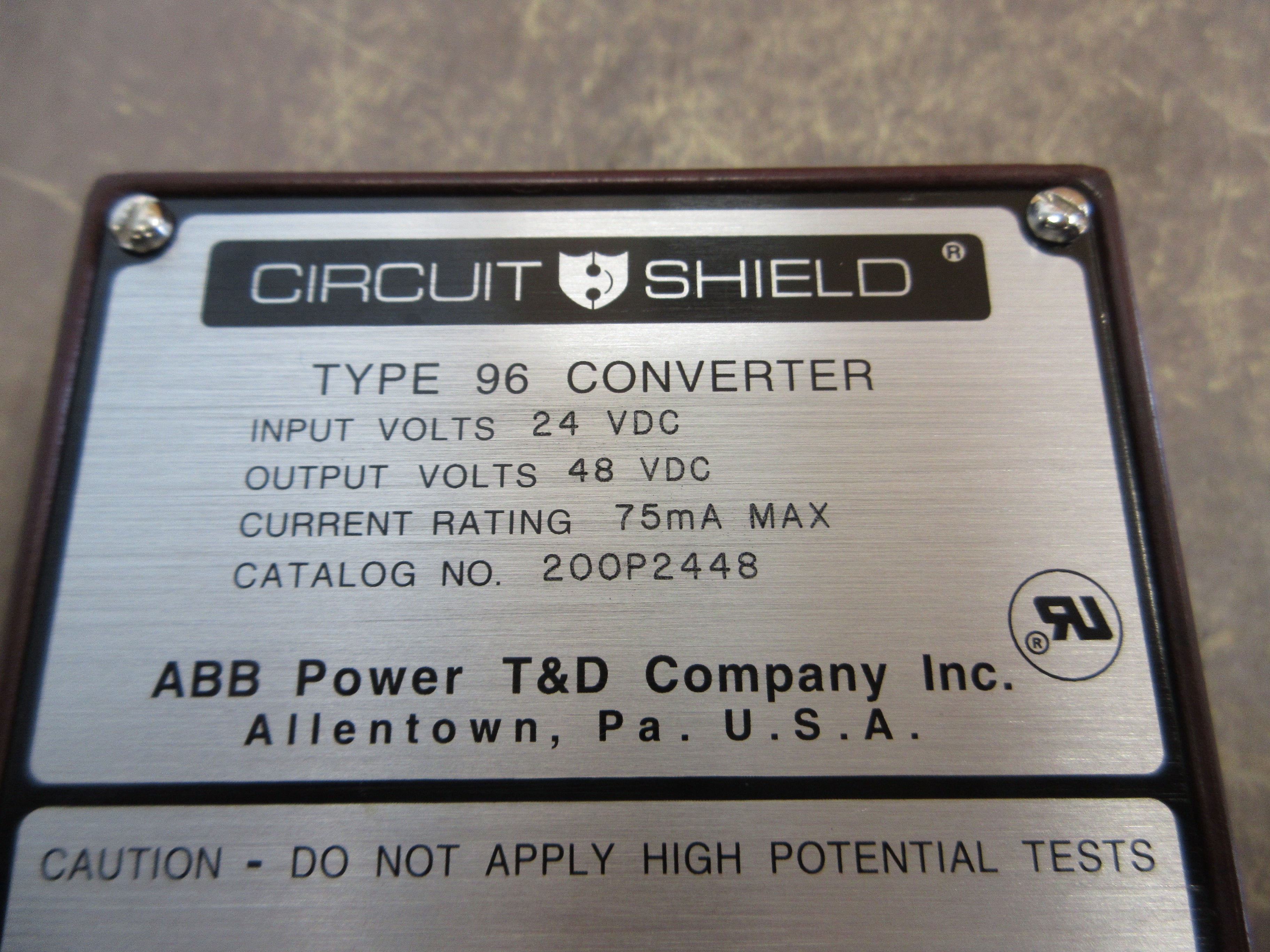 ABB Circuit Shield Type 96 Converter 200P2448 Input: 24VDC Output: 48VDC 75mA
