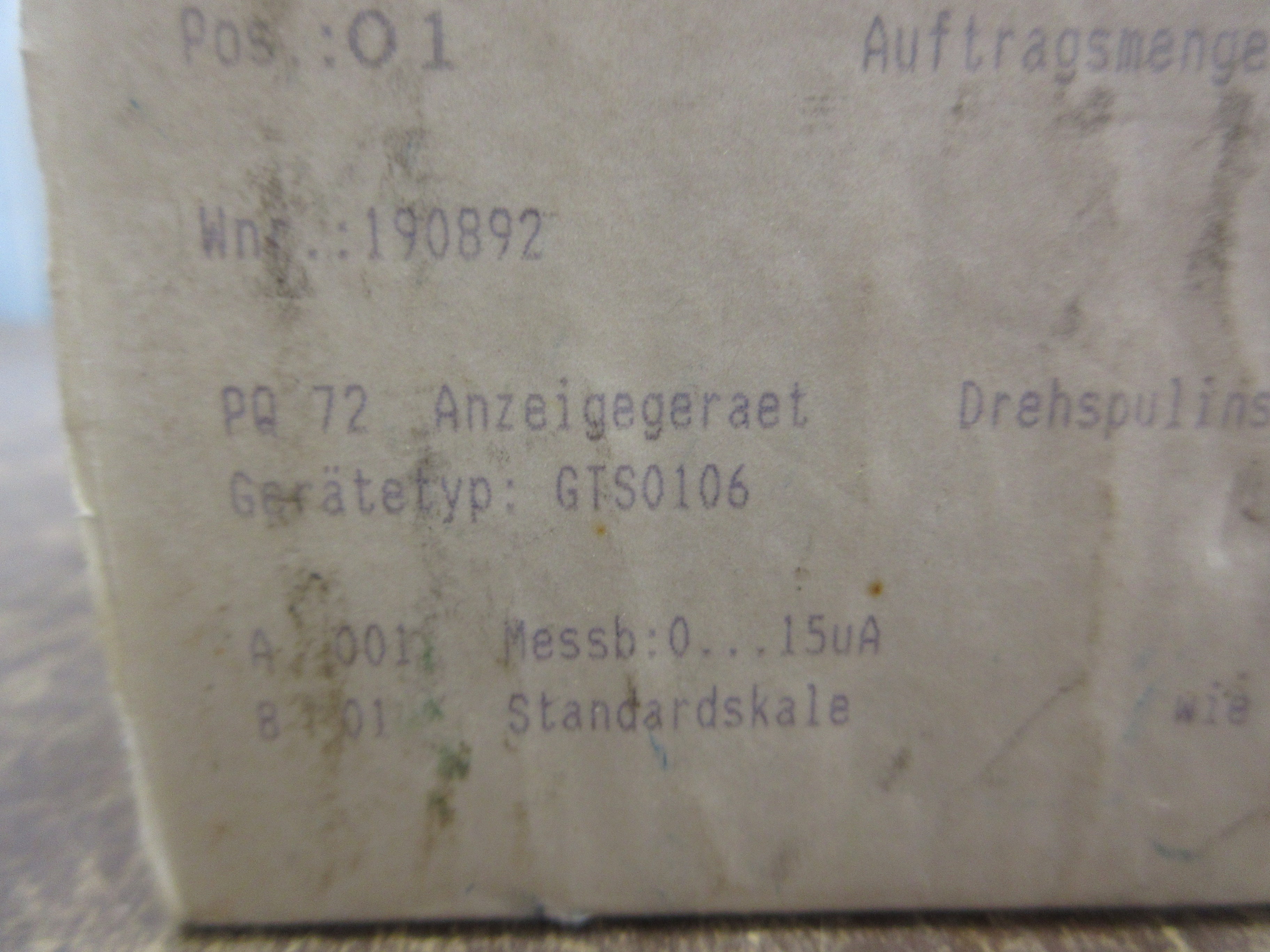 ABB/Metrawatt Ammeter GTS0106 Range: 0-15uA New Surplus