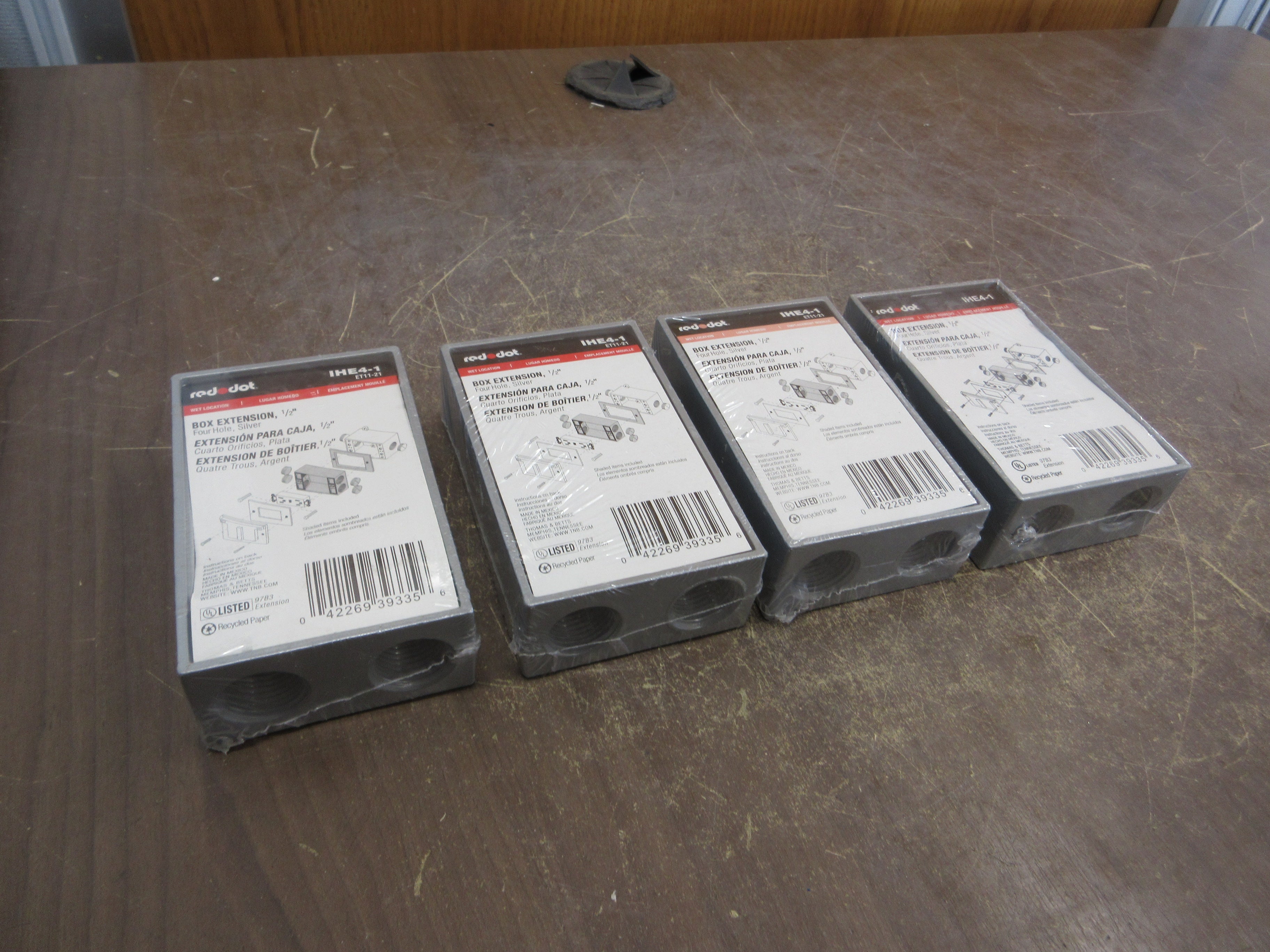 Red Dot Box Extension IHE4-1 1/2" Four-Hole Silver *Lot of 4* New Surplus