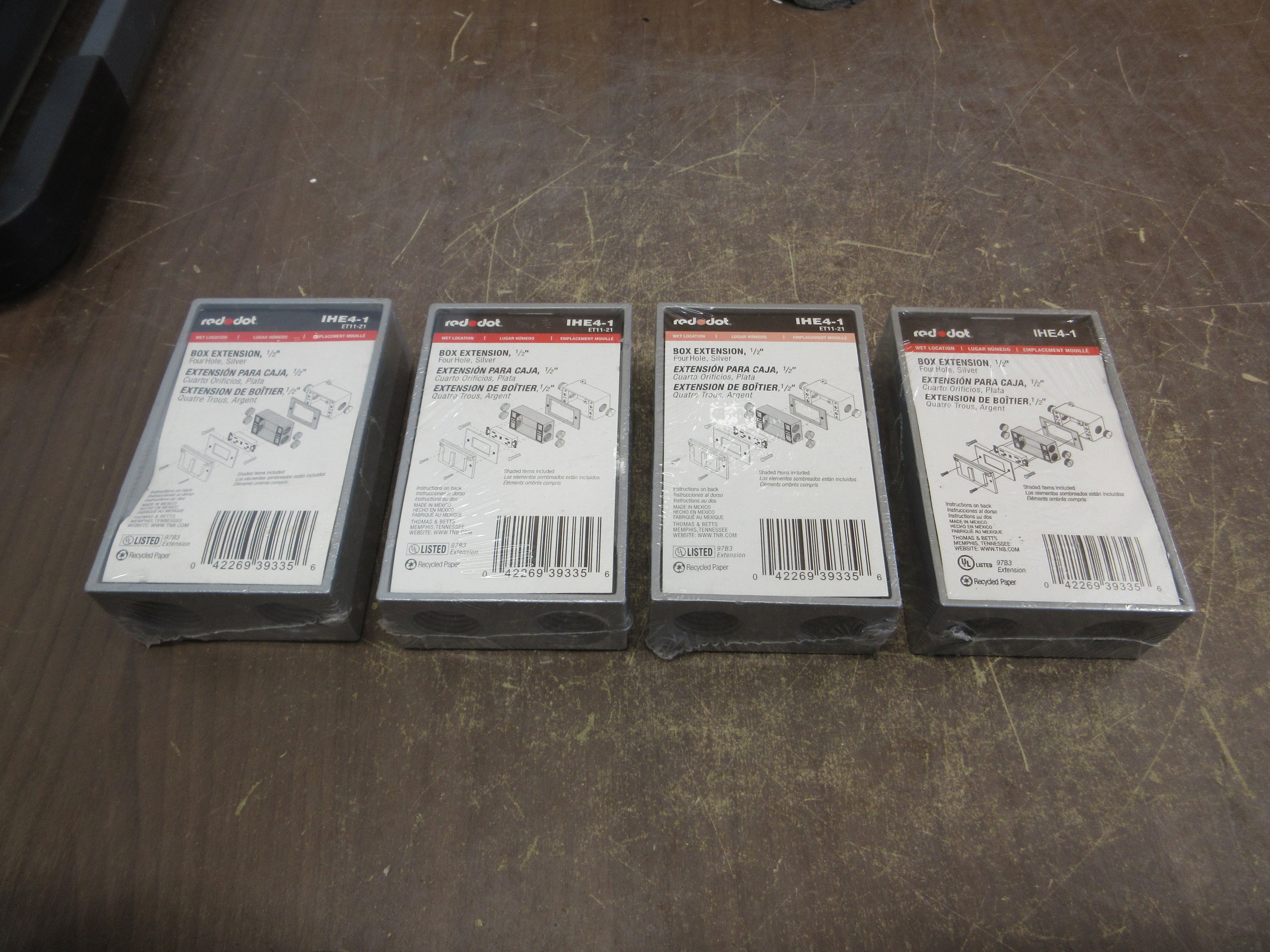 Red Dot Box Extension IHE4-1 1/2" Four-Hole Silver *Lot of 4* New Surplus