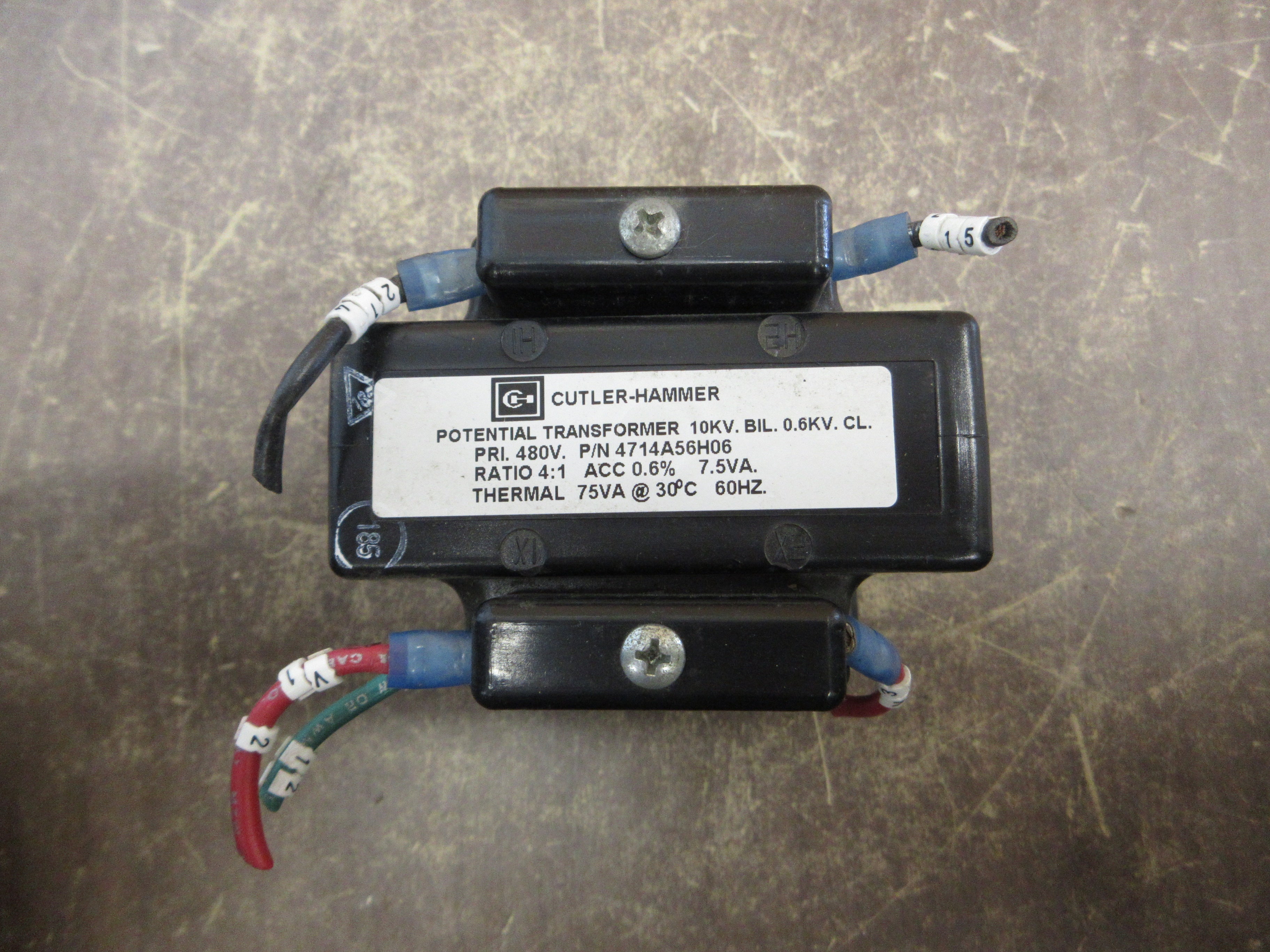 Cutler-Hammer Potential Transformer 4714A56H06 Pri: 480V Ratio 4:1 7.5VA 60Hz