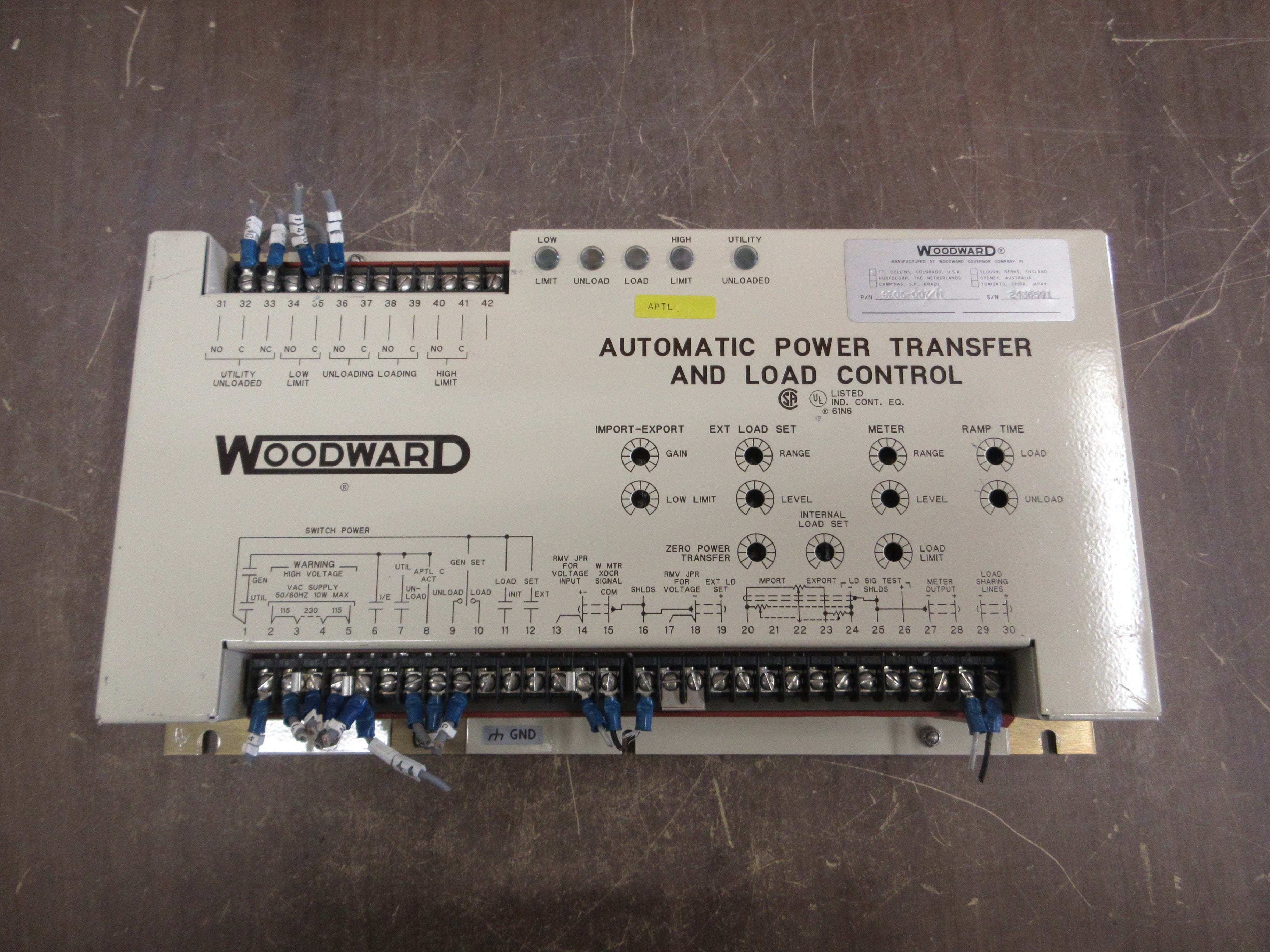 Woodward Automatic Power Transfer & Load Control 9905-007 M Used