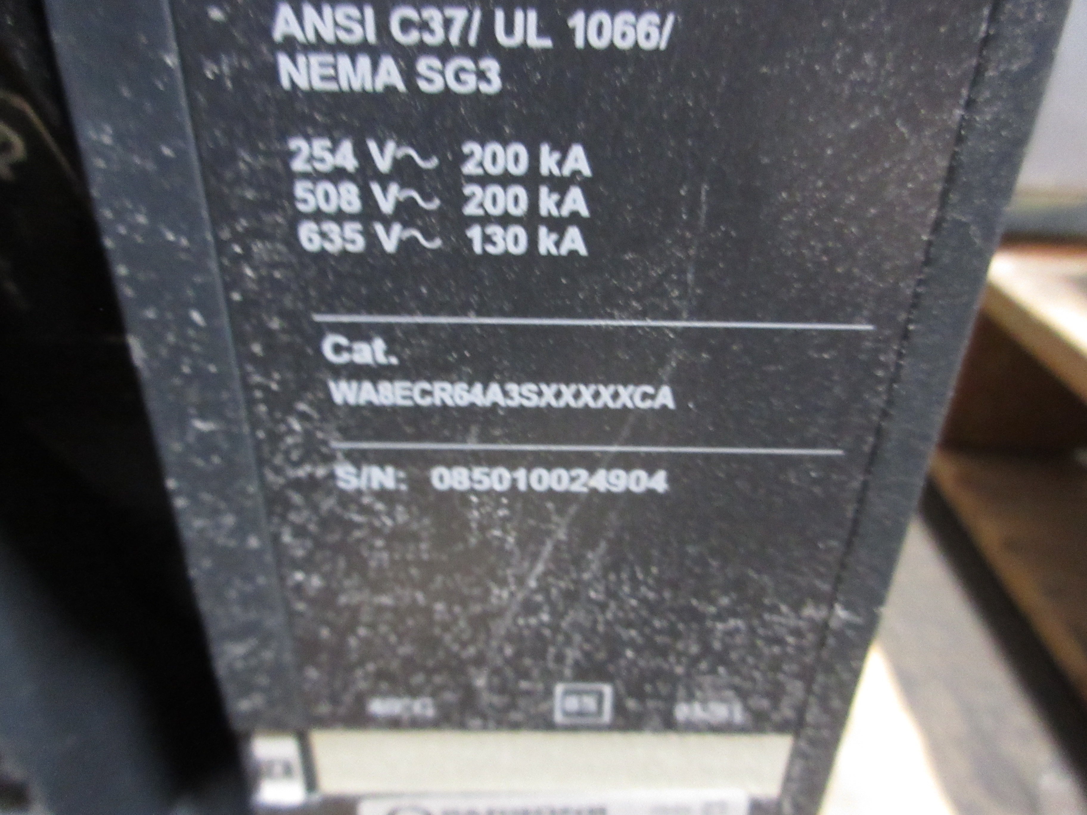 Square D Masterpact NW 16 L1 Circuit Breaker WA8EER64A3SXXXXXCA 1600A Used