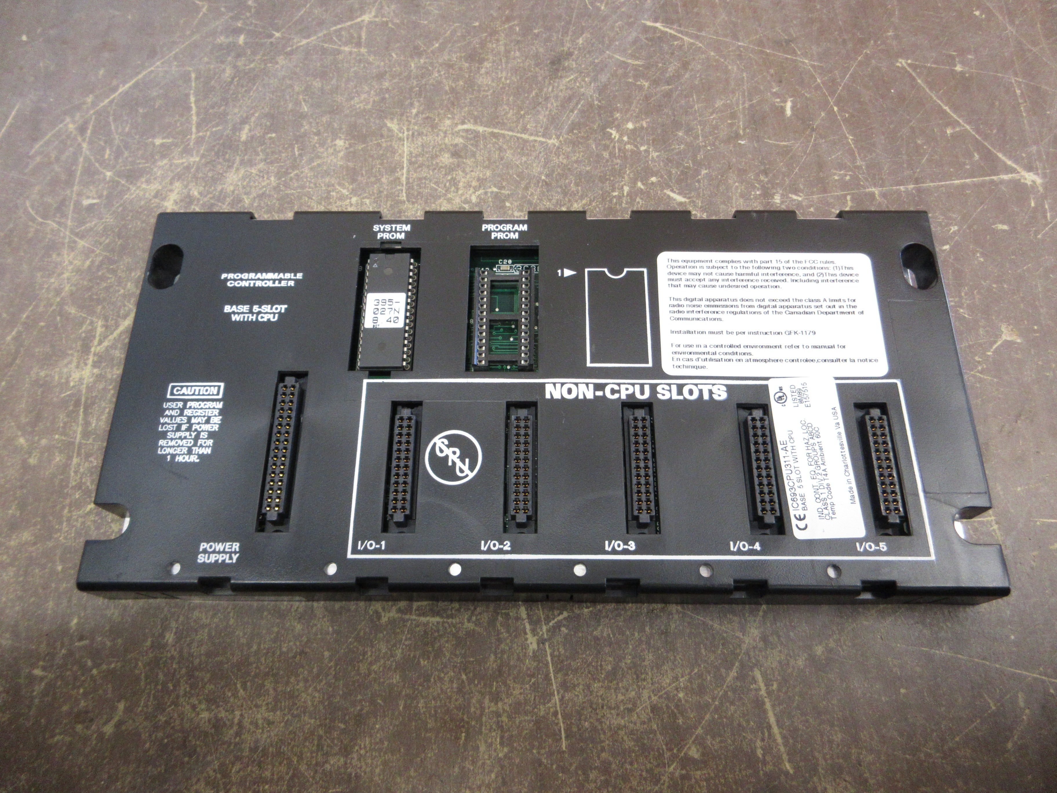 GE Fanuc 5-Slot Base w/ CPU IC693CPU311-AE Used