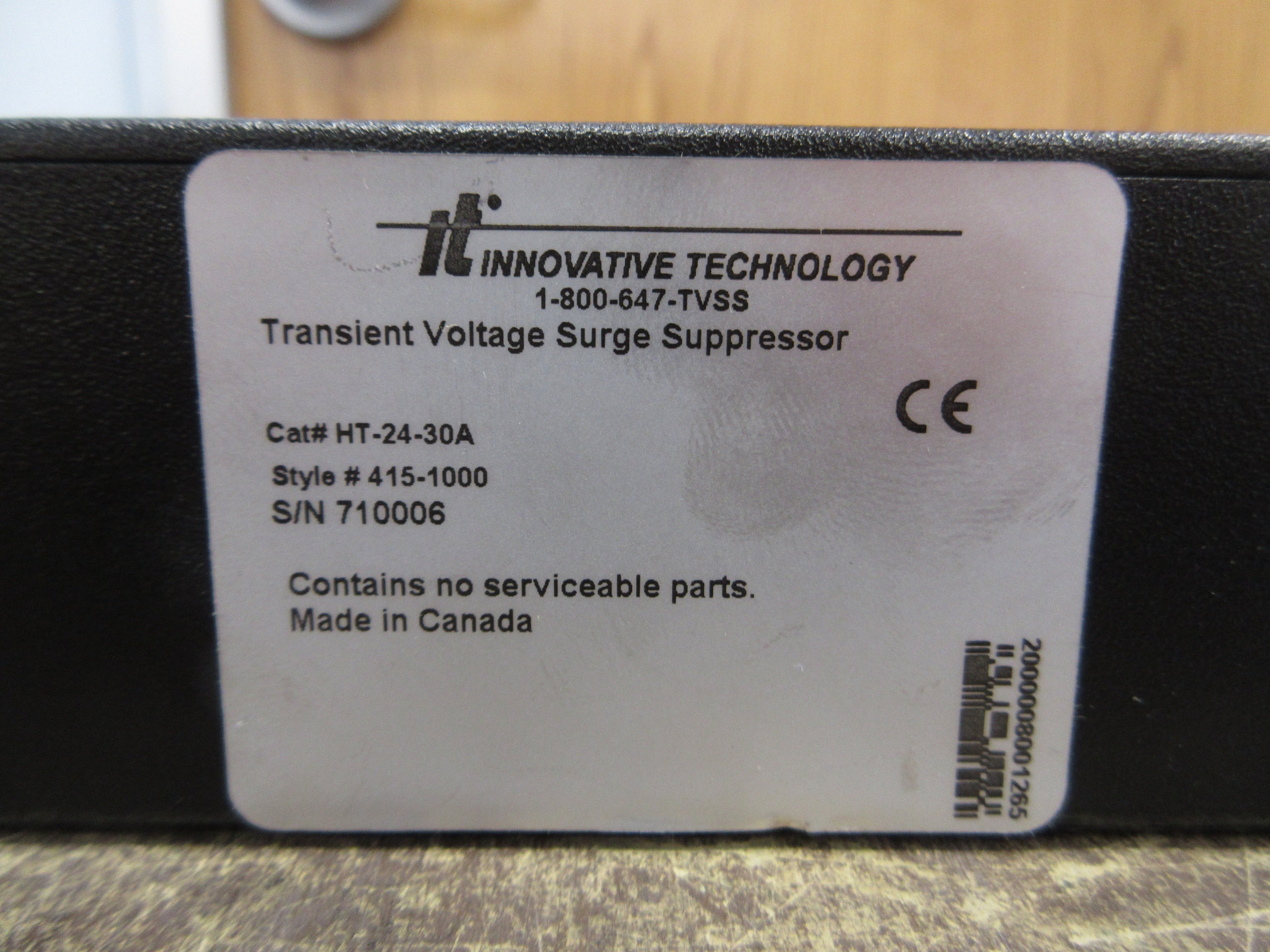 Innovative Technology Surge Suppressor HT-24-30A Style #:415-1000 Used